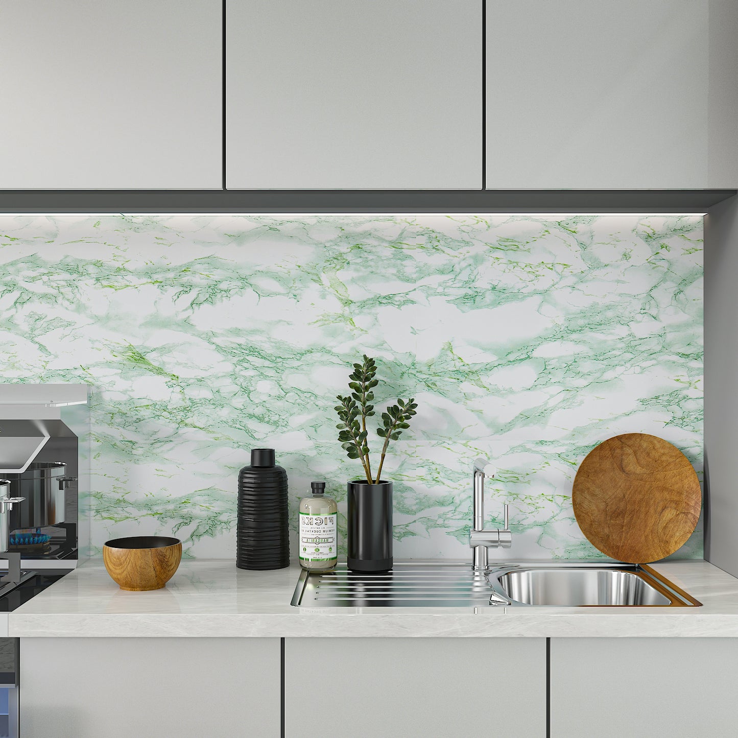 Green Marble Peel and Stick Contact Paper