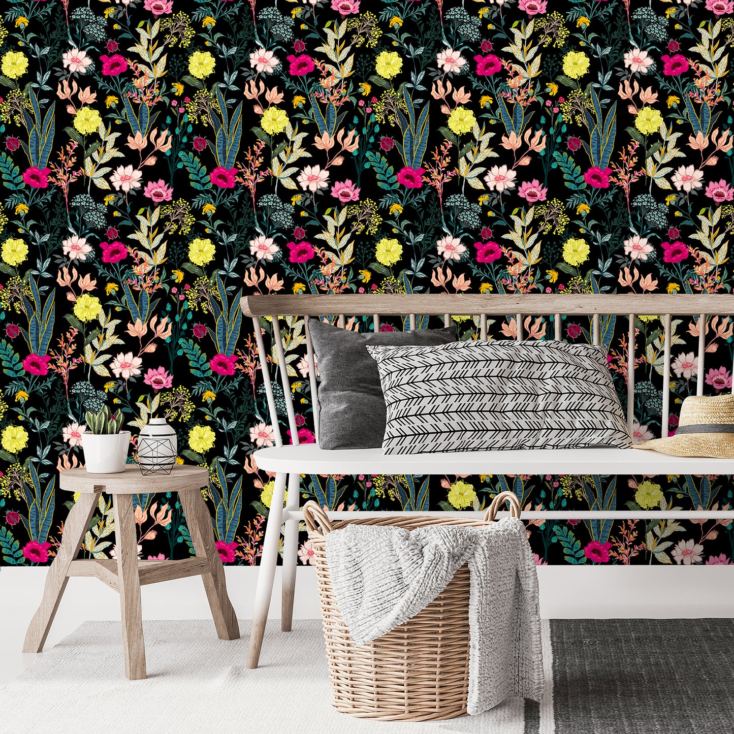 Vintage Dark Floral Peel Stick Wallpaper