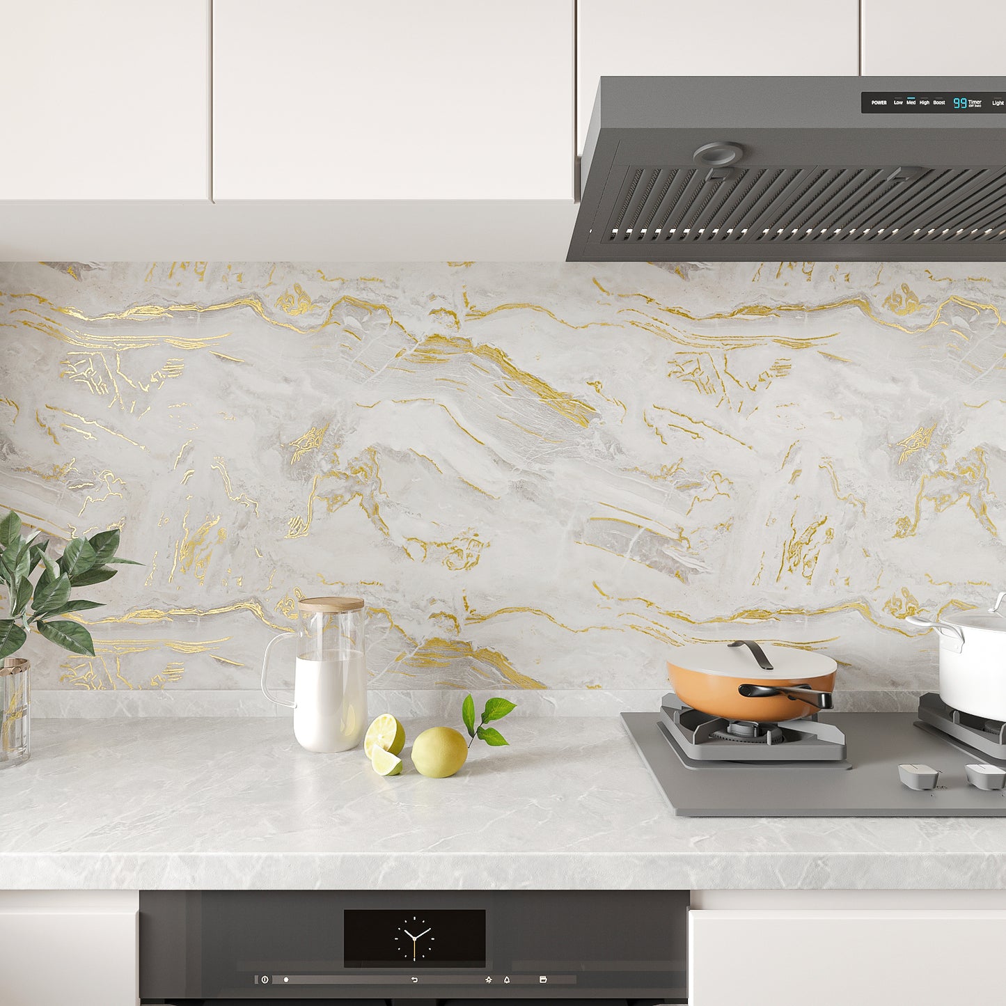 Matte Beige Gold Marble Peel and Stick Contact Paper