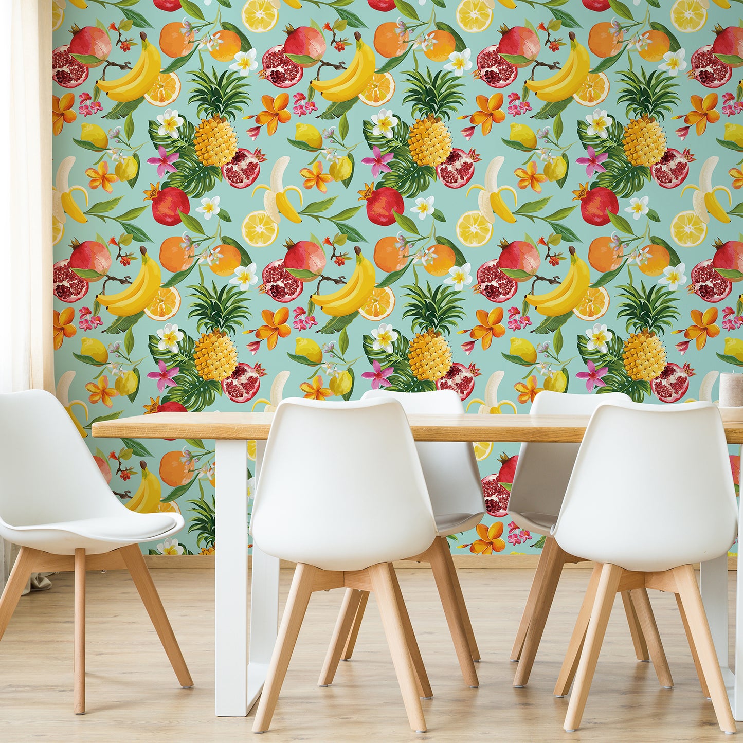 Decorative Lemon Citrus Floral Wallpaper