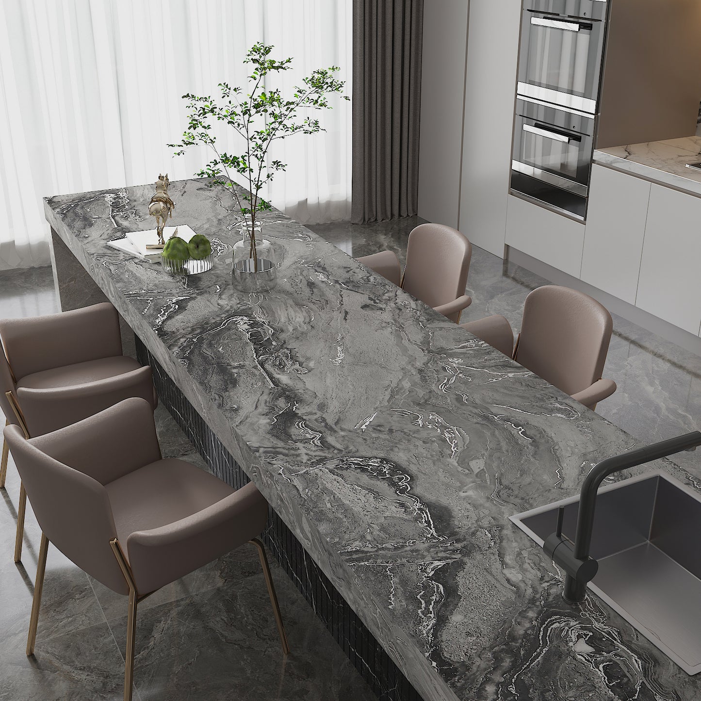 Matte Grey Marble Wallpaper