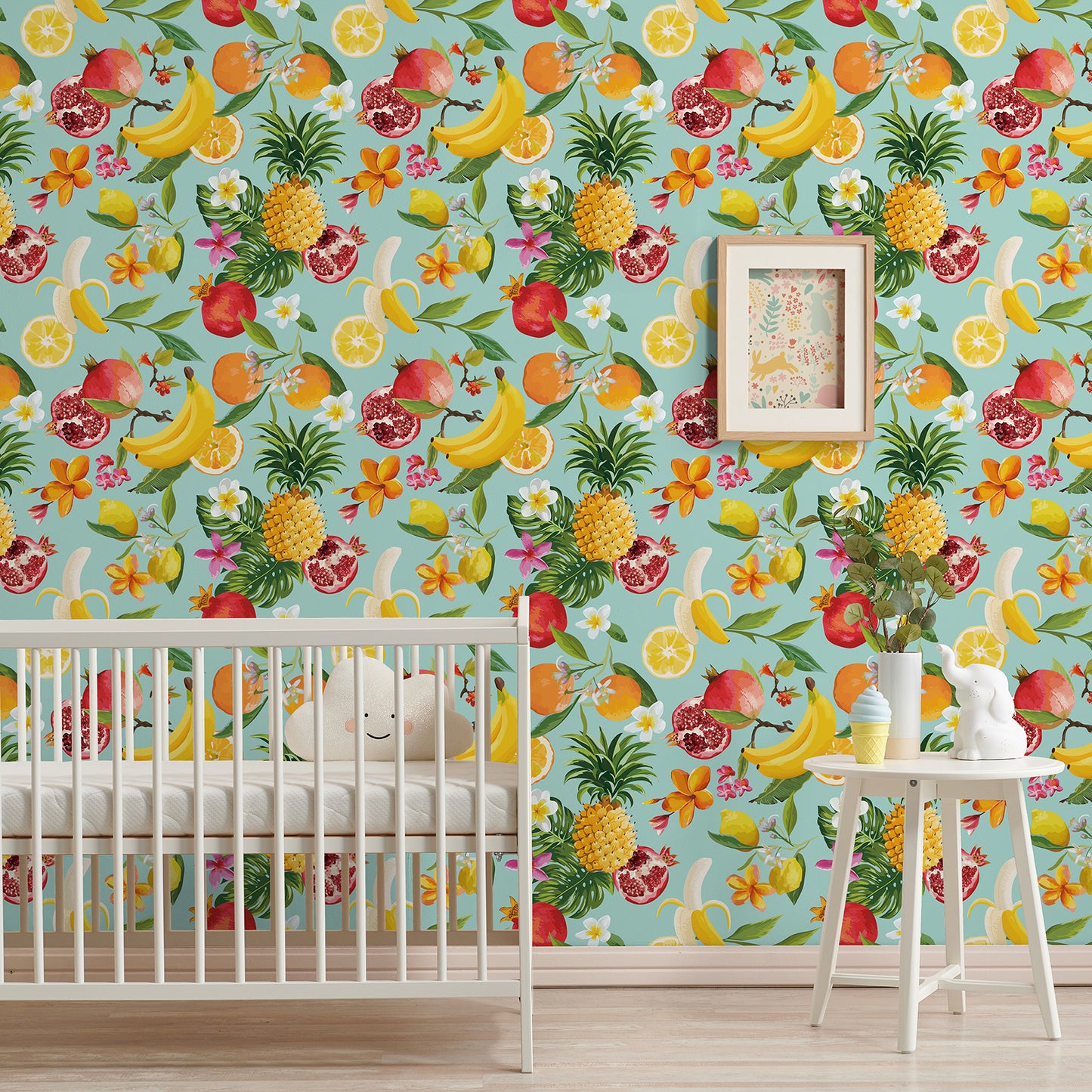 Decorative Lemon Citrus Floral Wallpaper