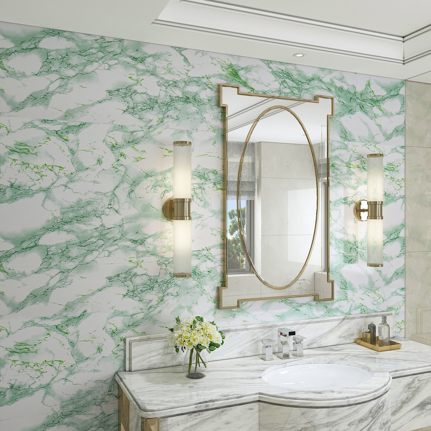 Green Marble Peel and Stick Contact Paper