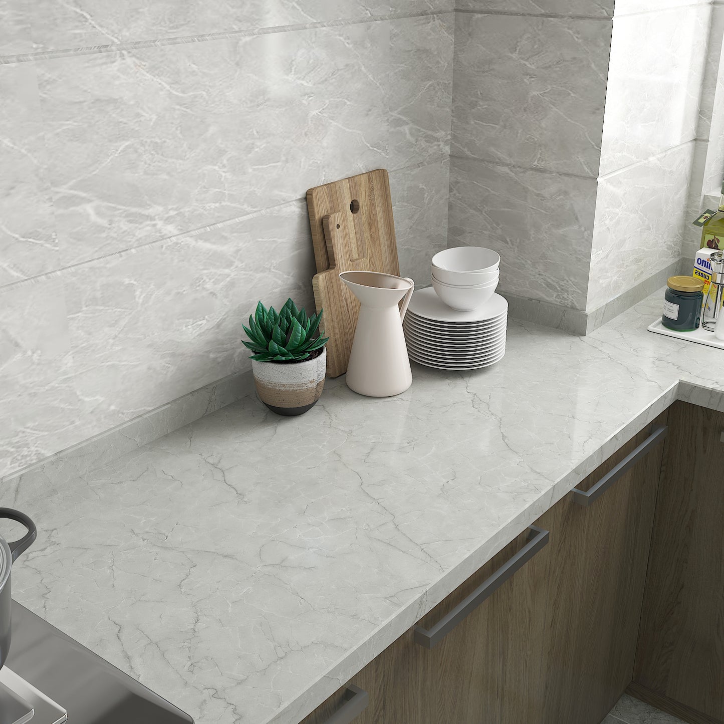Light Grey Marble Peel and Stick Contact Paper