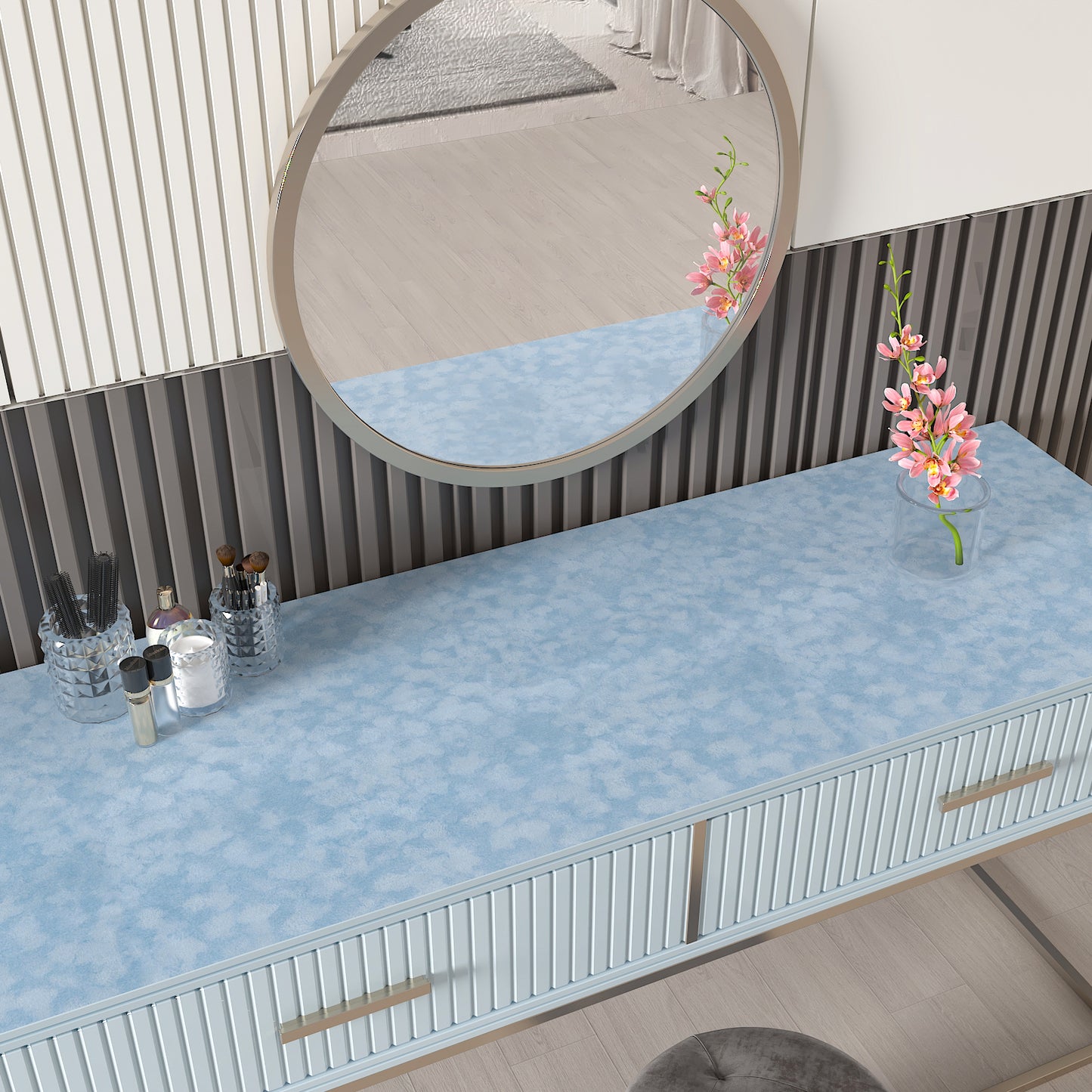 Light Blue Removable Velvet Wallpaper