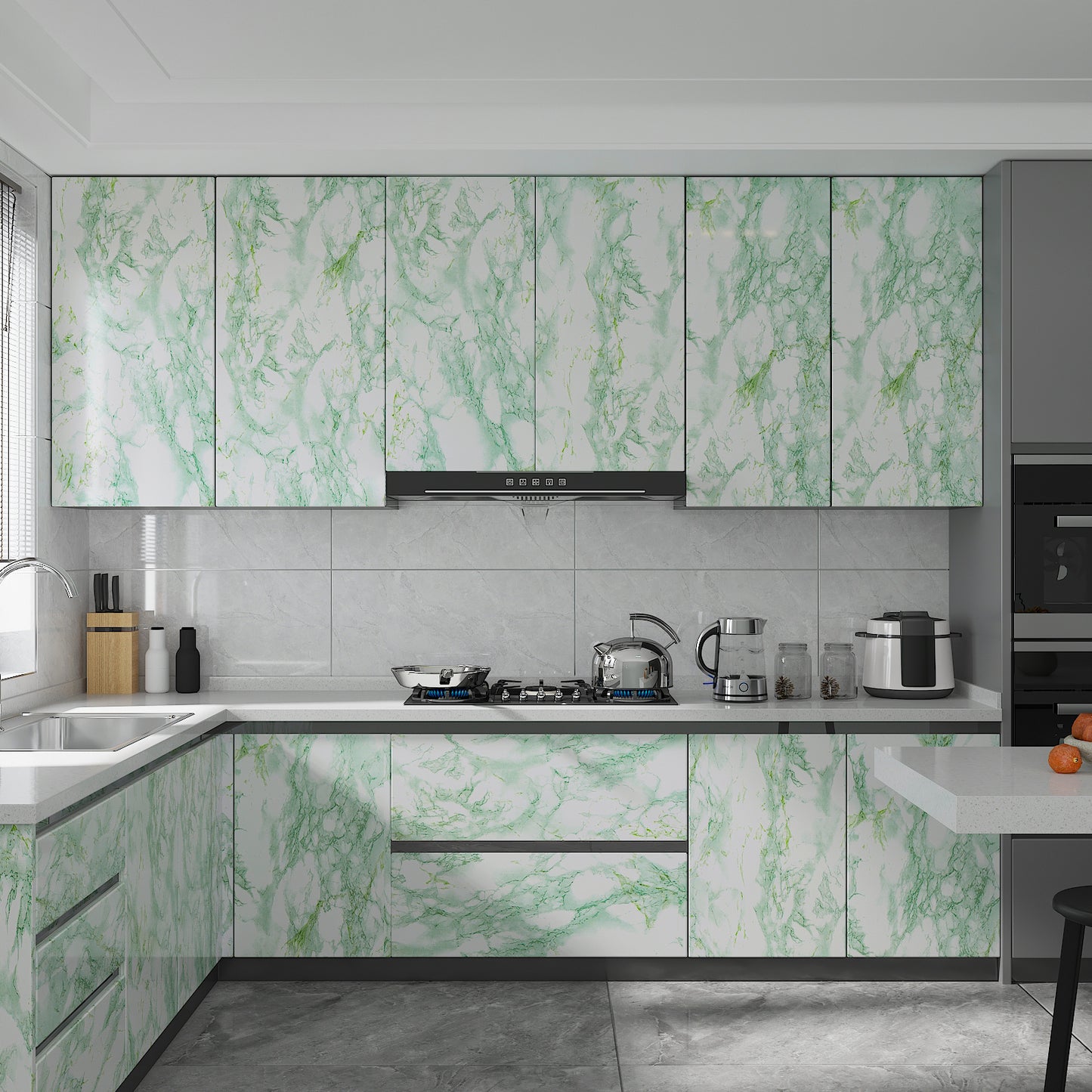 Green Marble Peel and Stick Contact Paper