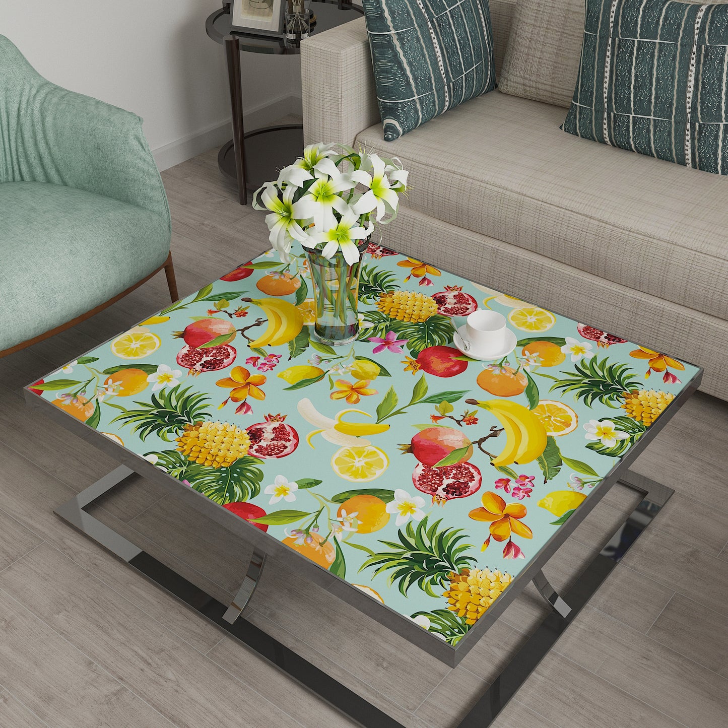 Decorative Lemon Citrus Floral Wallpaper