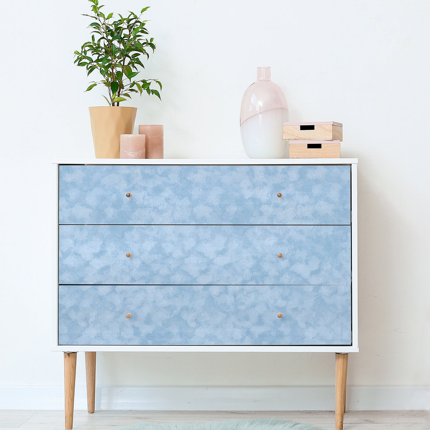 Light Blue Removable Velvet Wallpaper