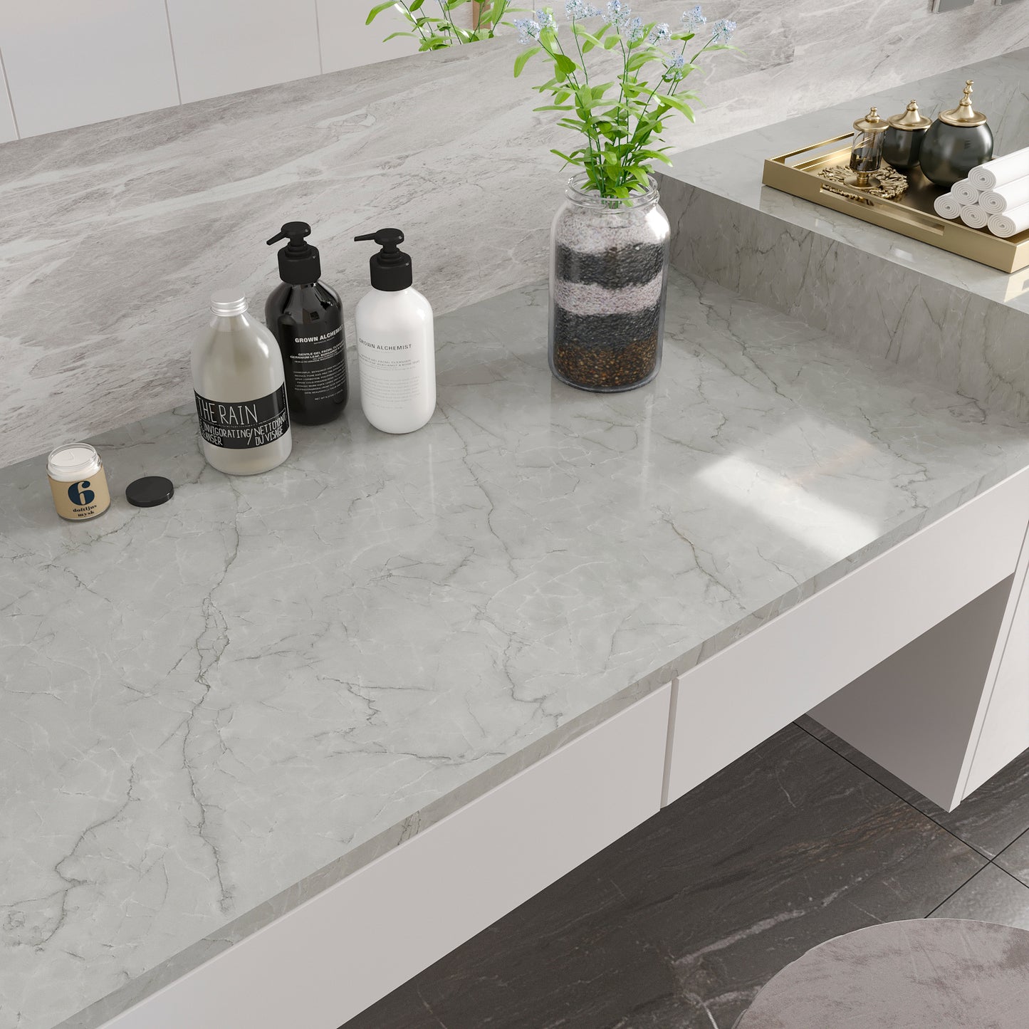 Light Grey Marble Peel and Stick Contact Paper