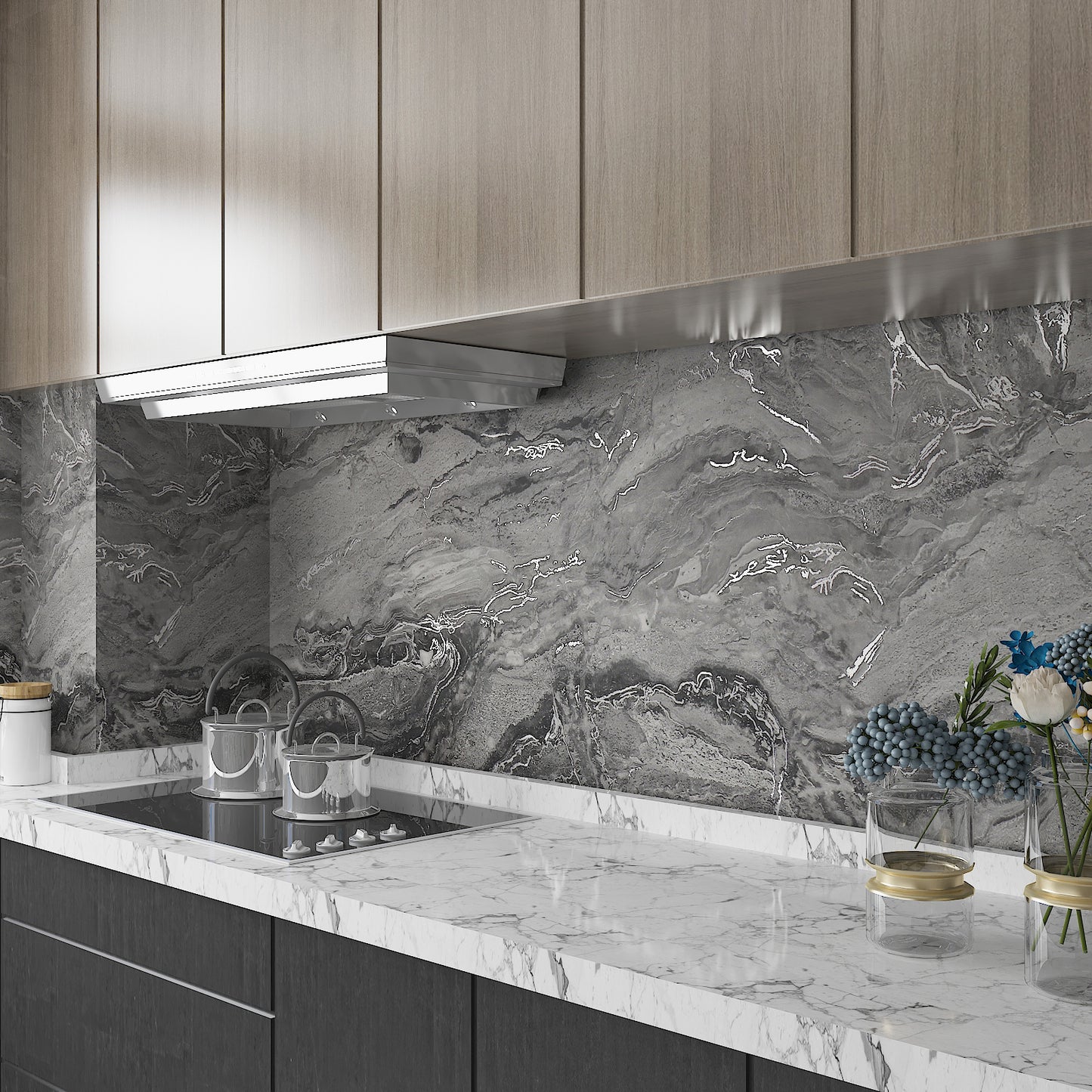 Matte Grey Marble Wallpaper