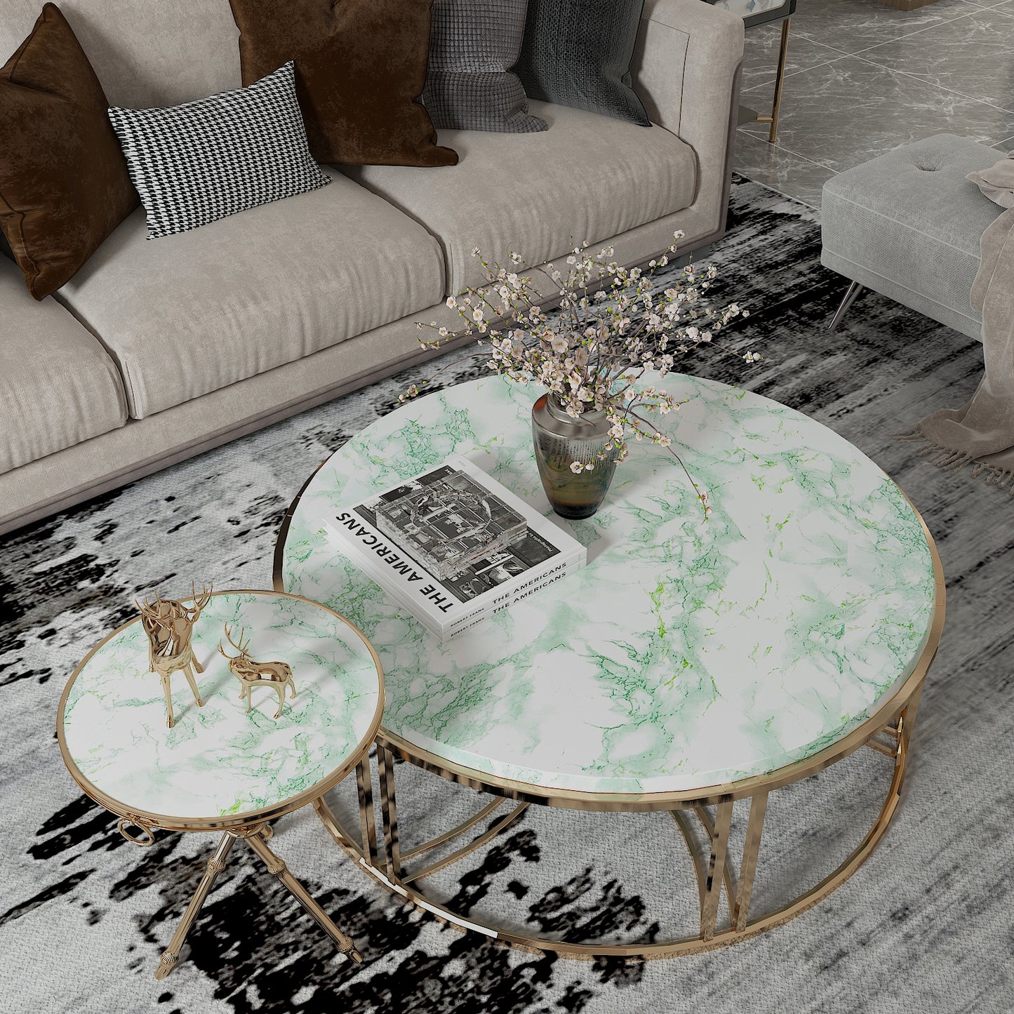 Green Marble Peel and Stick Contact Paper