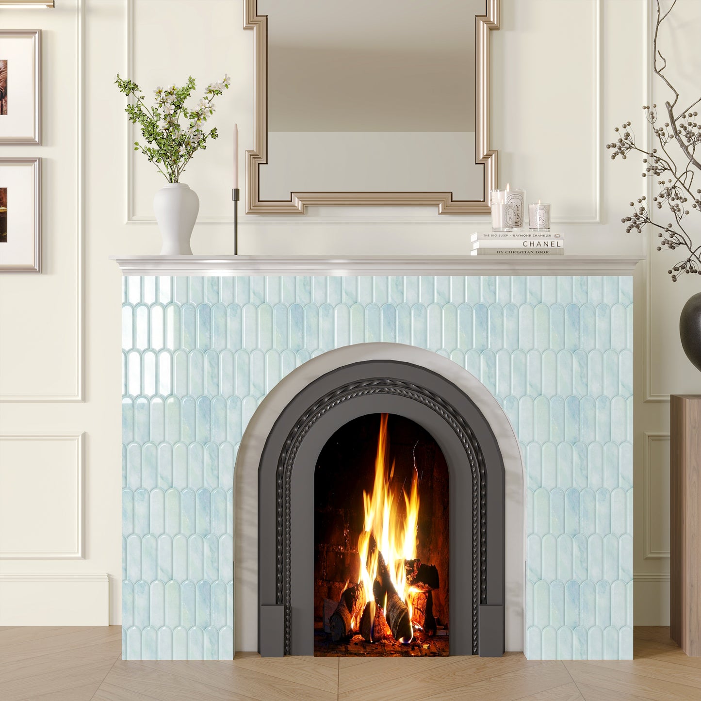 3D Blue Fish Scale Marble Backsplash Tile