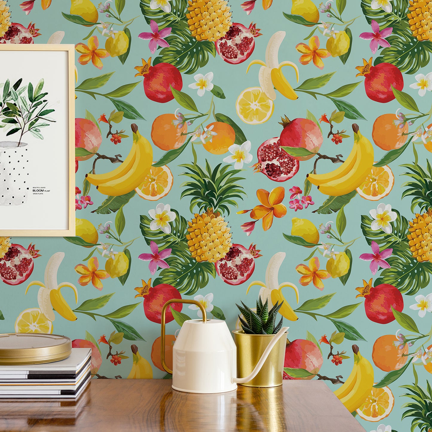 Decorative Lemon Citrus Floral Wallpaper