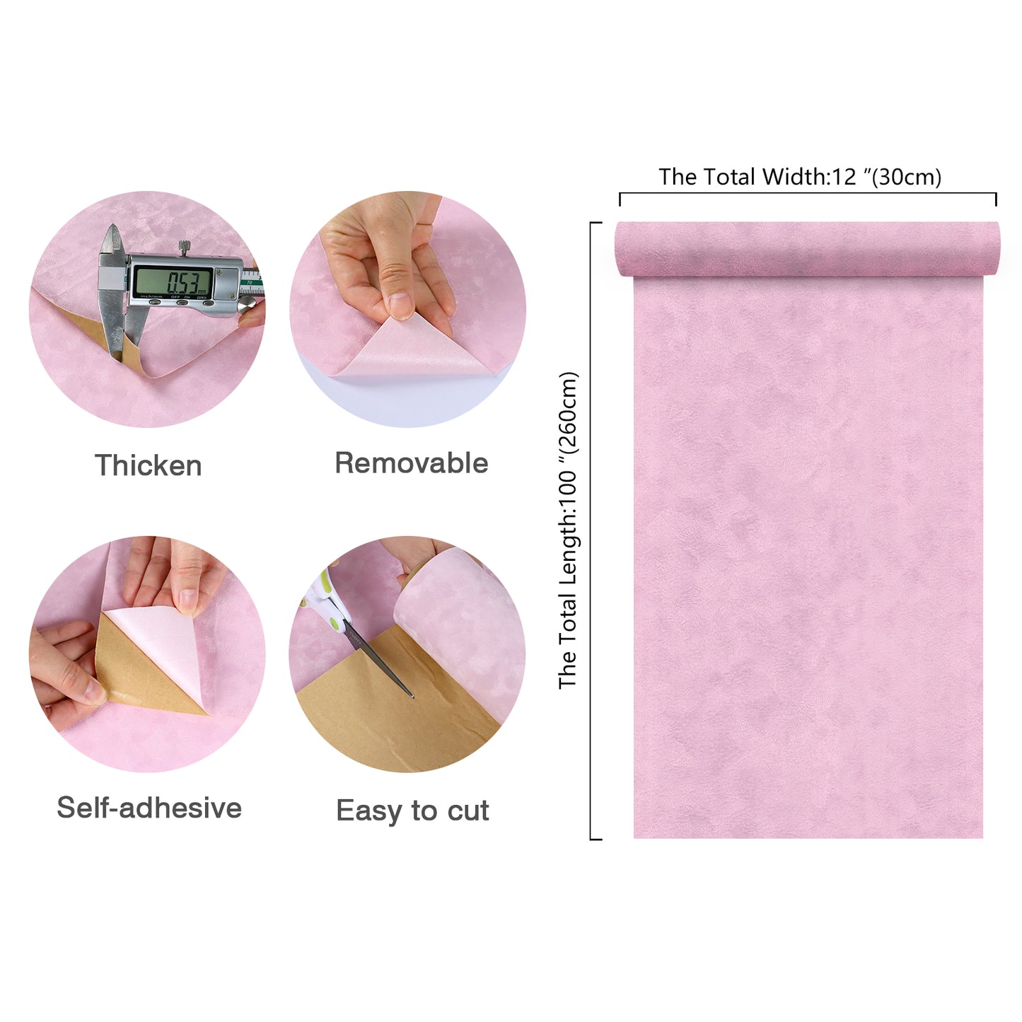 Light Pink Removable Velvet Wallpaper