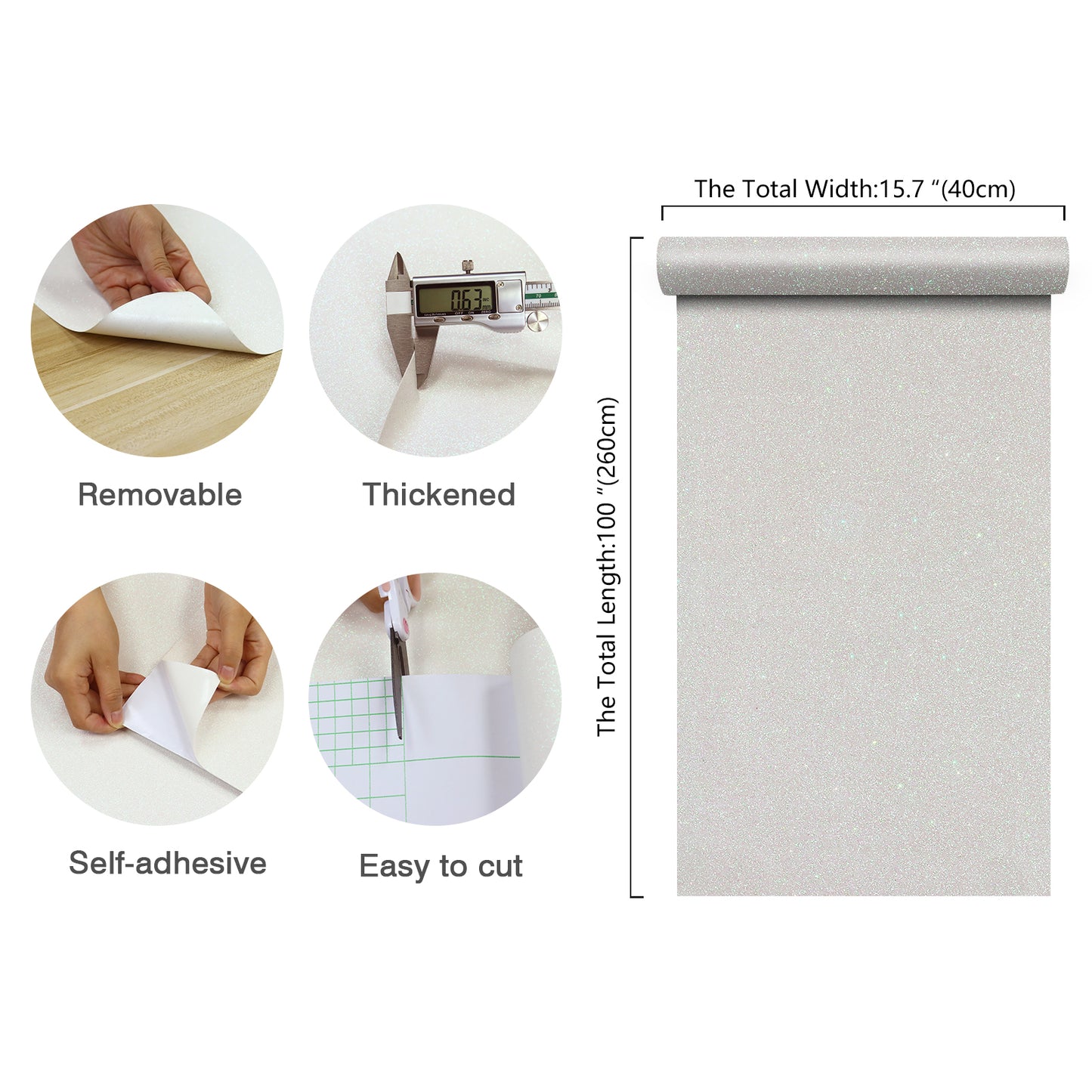 Sparkle White Glitter Contact Paper