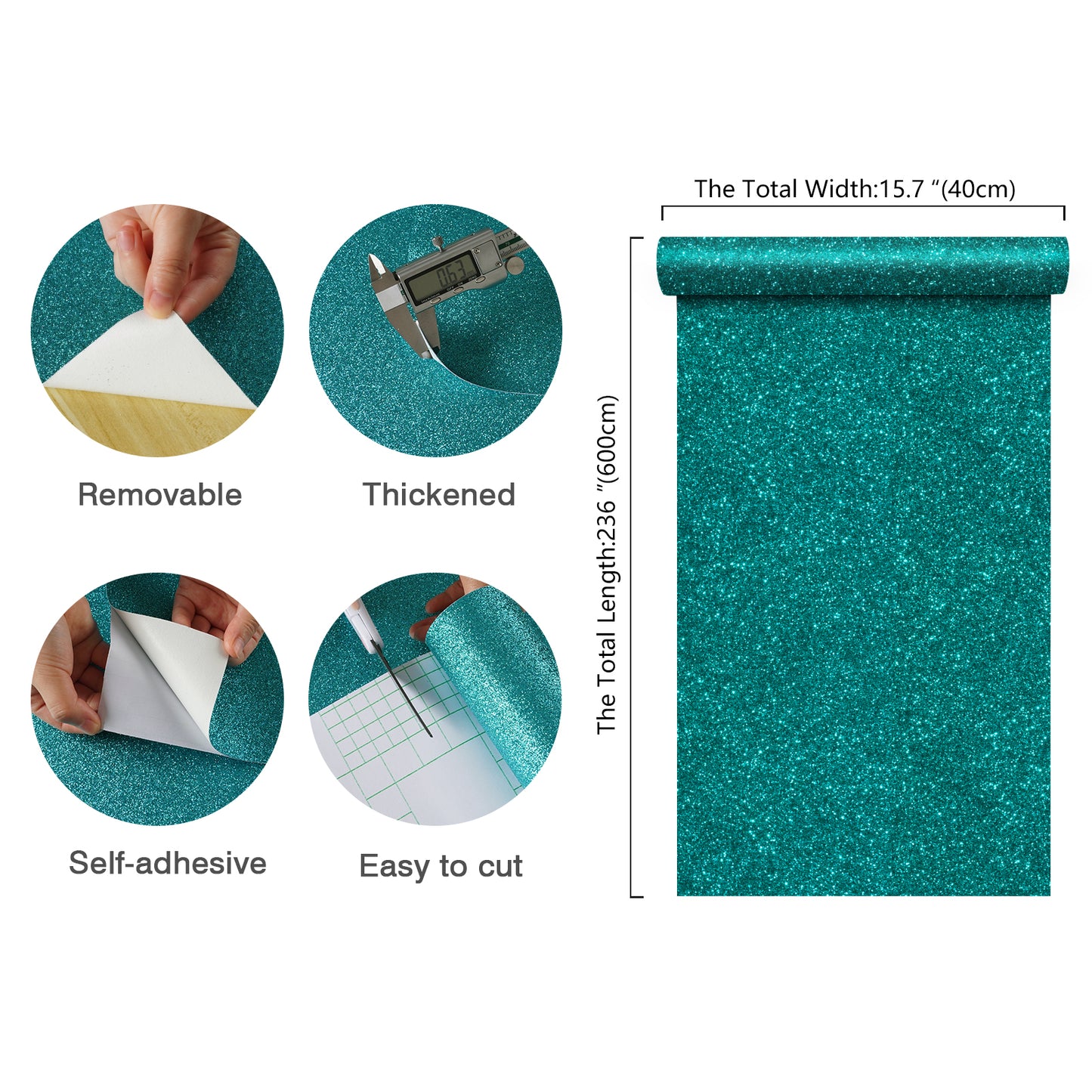 Teal Blue Glitter Contact Paper
