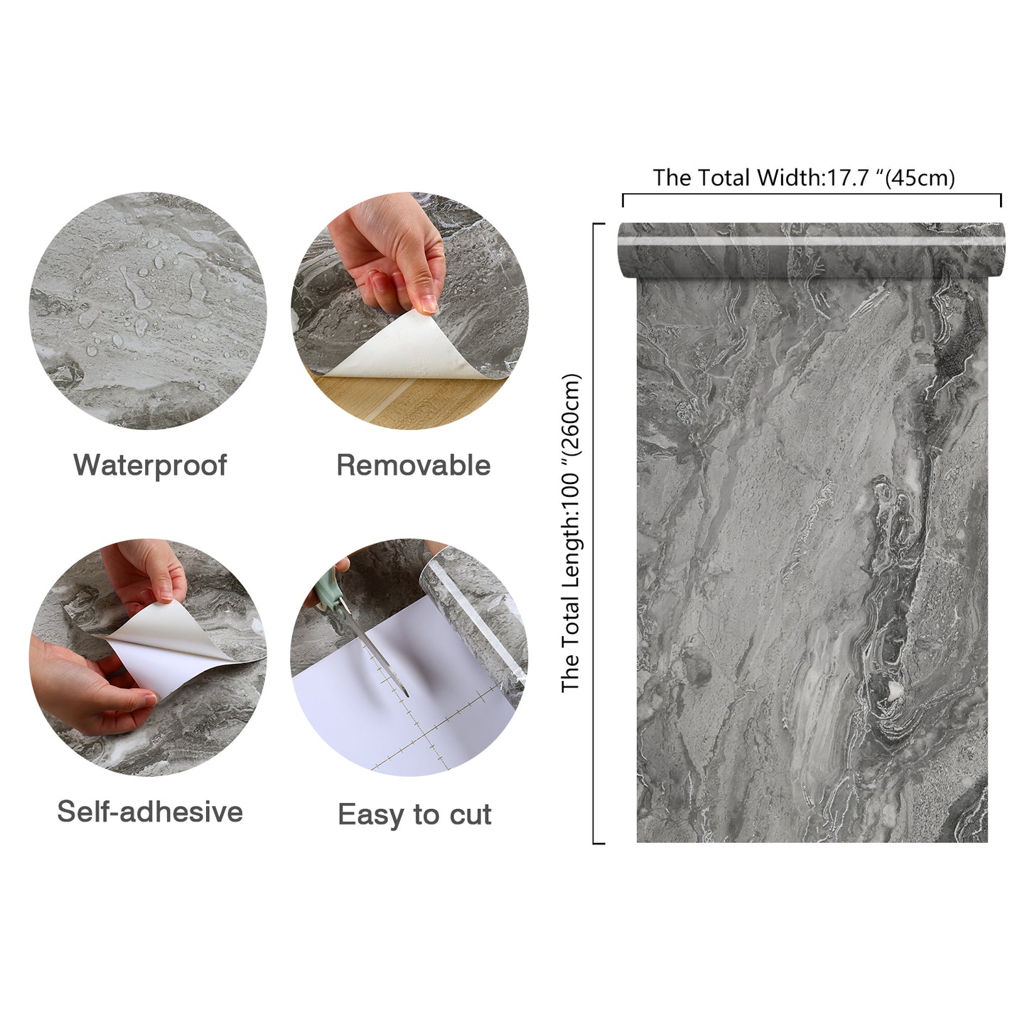 Glossy Light Grey Marble Wallpaper