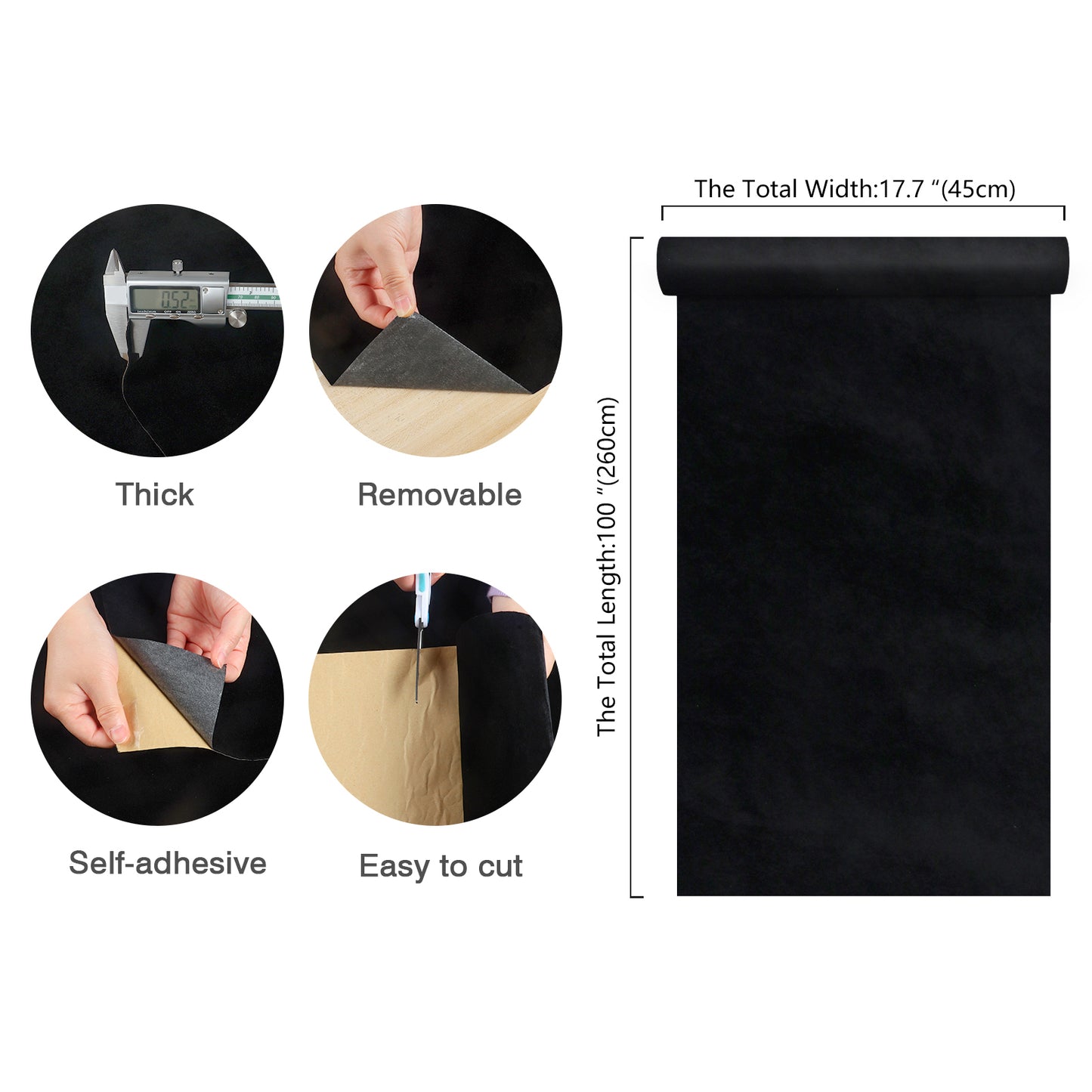 Self Adhesive Black Velvet Fabric