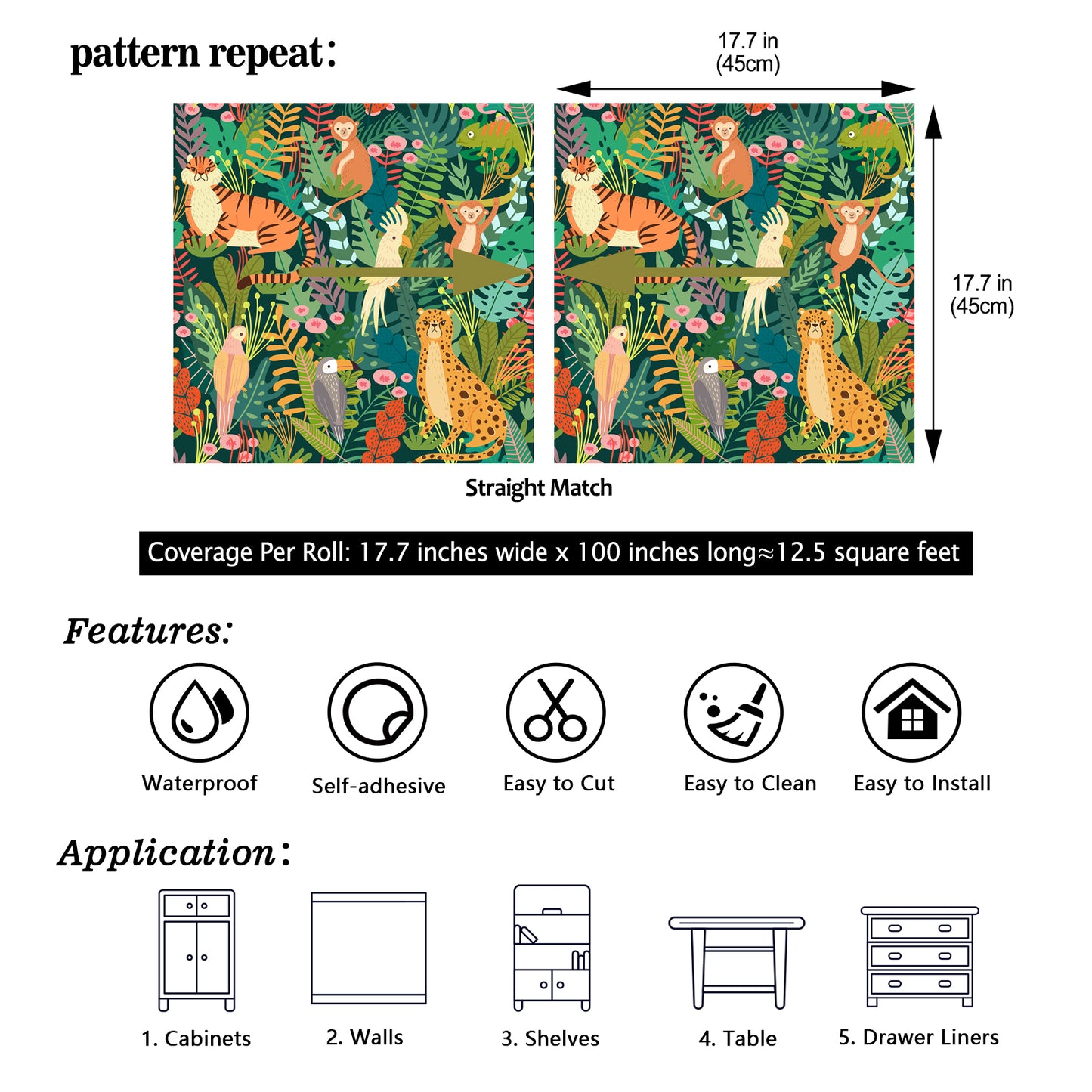 Jungle Animals Nursery Floral Wallpaper