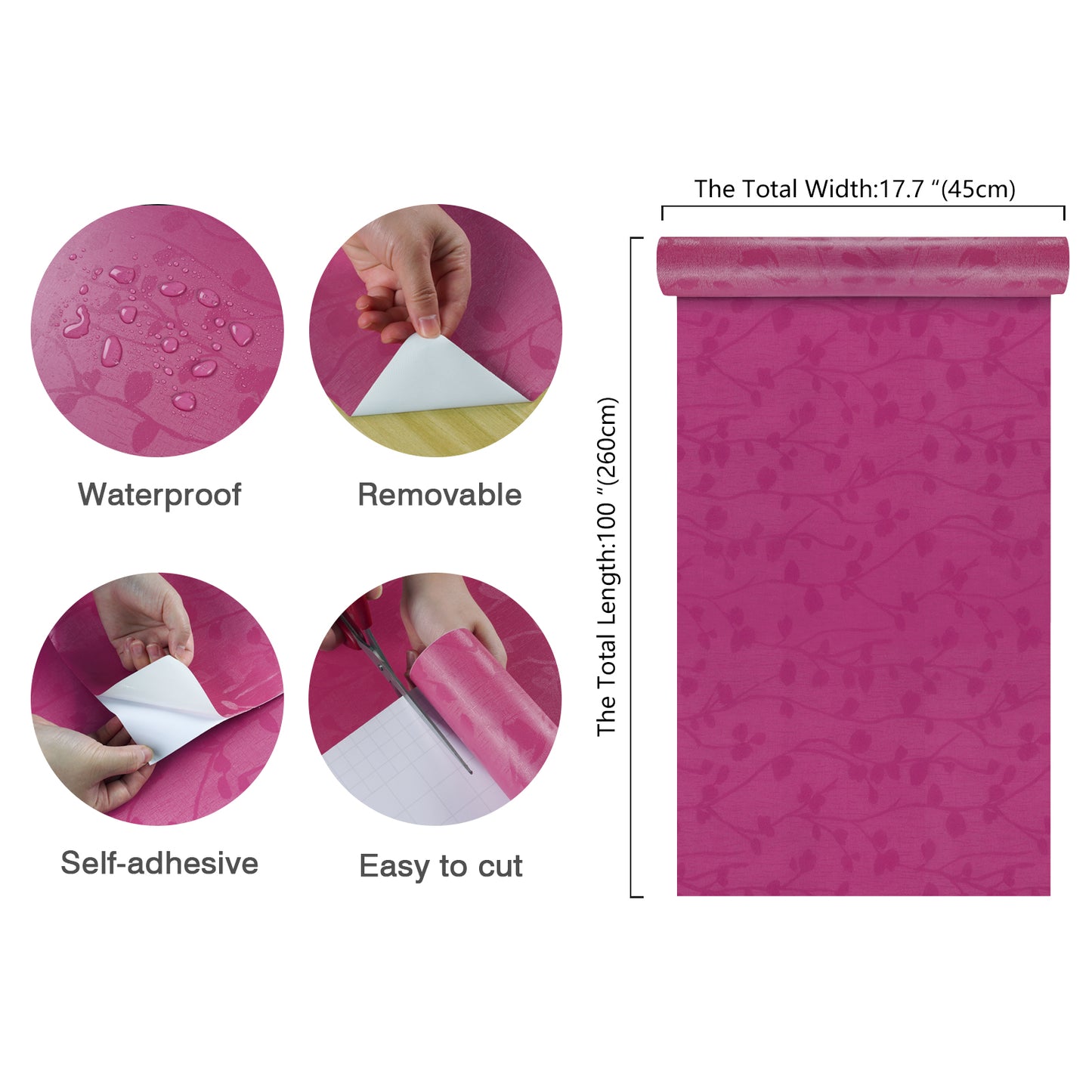 Hot Pink Silk Embossed Wallpaper