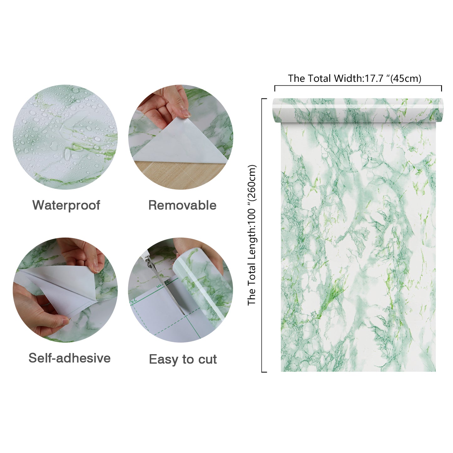 Green Marble Peel and Stick Contact Paper