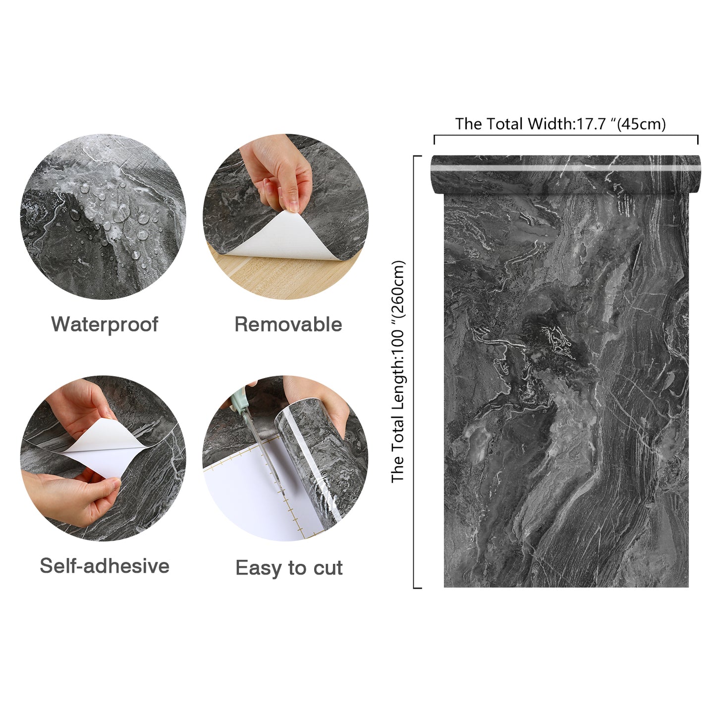 Glossy Grey Marble Wallpaper