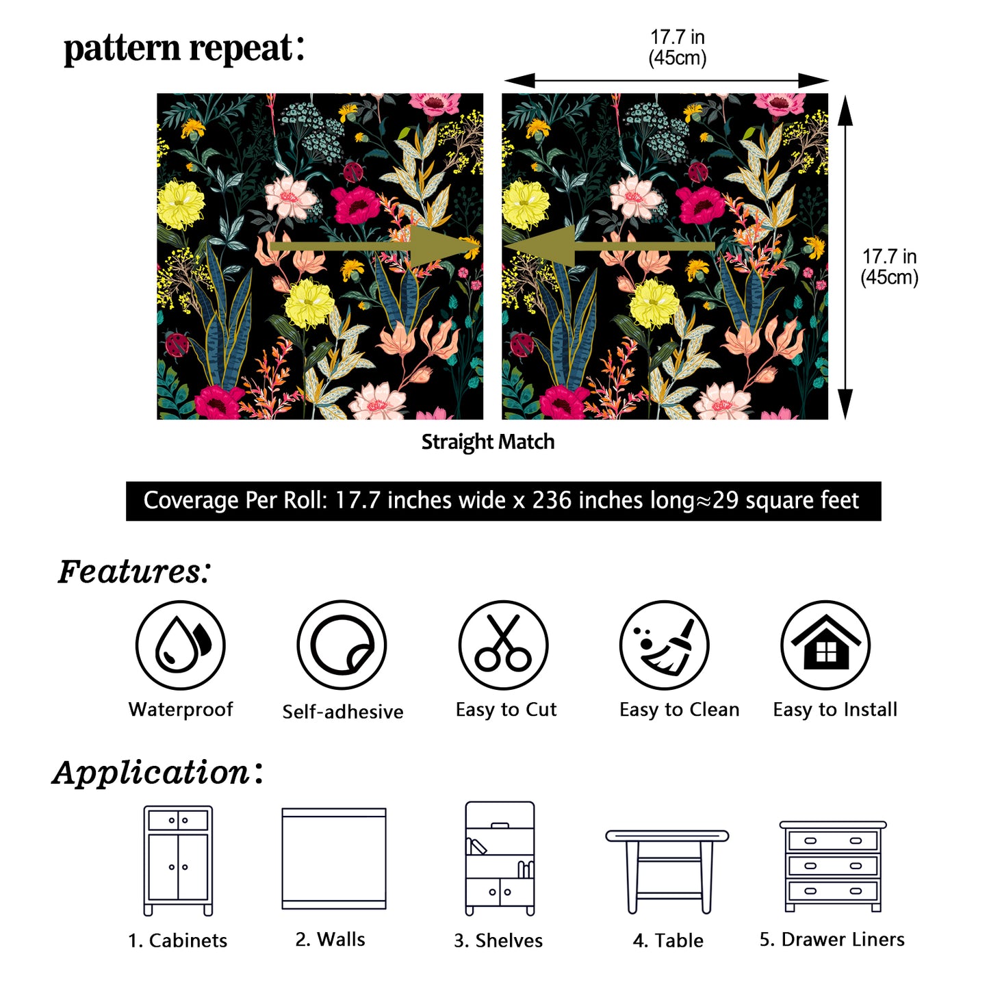 Vintage Dark Floral Peel Stick Wallpaper