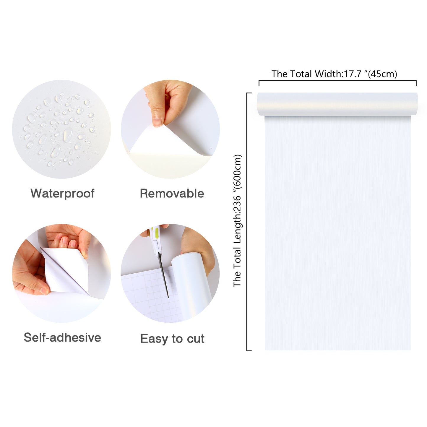 Bright White Stainless Steel Contact Paper
