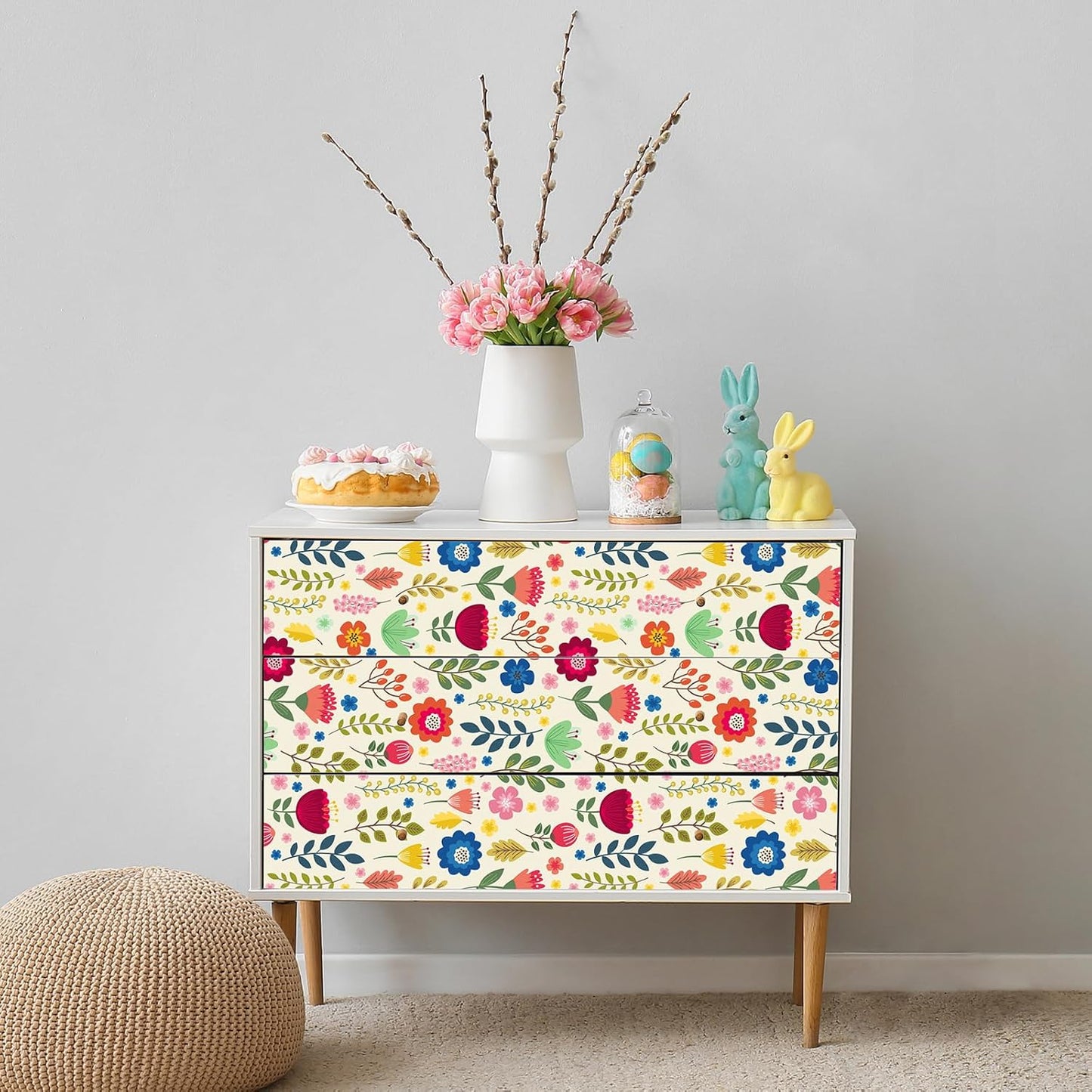 Colorful Leaf Beige Floral Wallpaper
