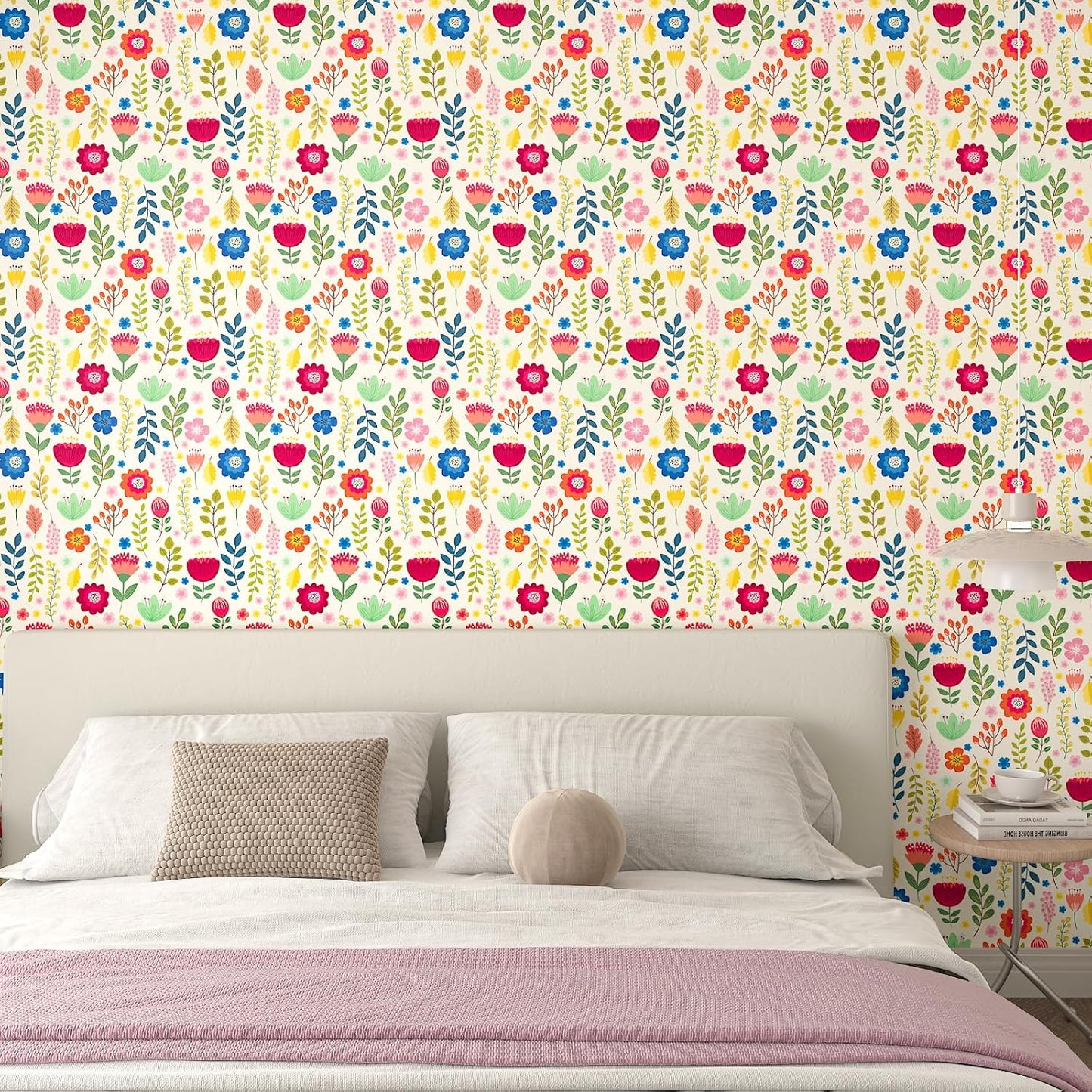 Colorful Leaf Beige Floral Wallpaper