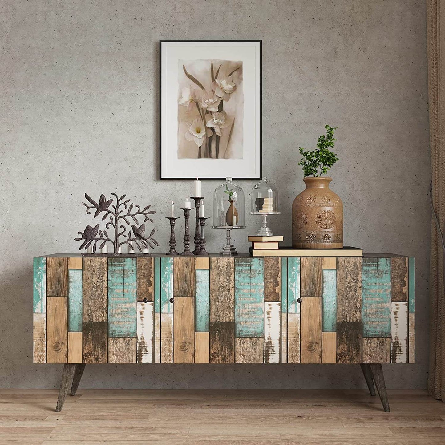 decorative-green-and-brown-shiplap-contact-paper-for-cabinets
