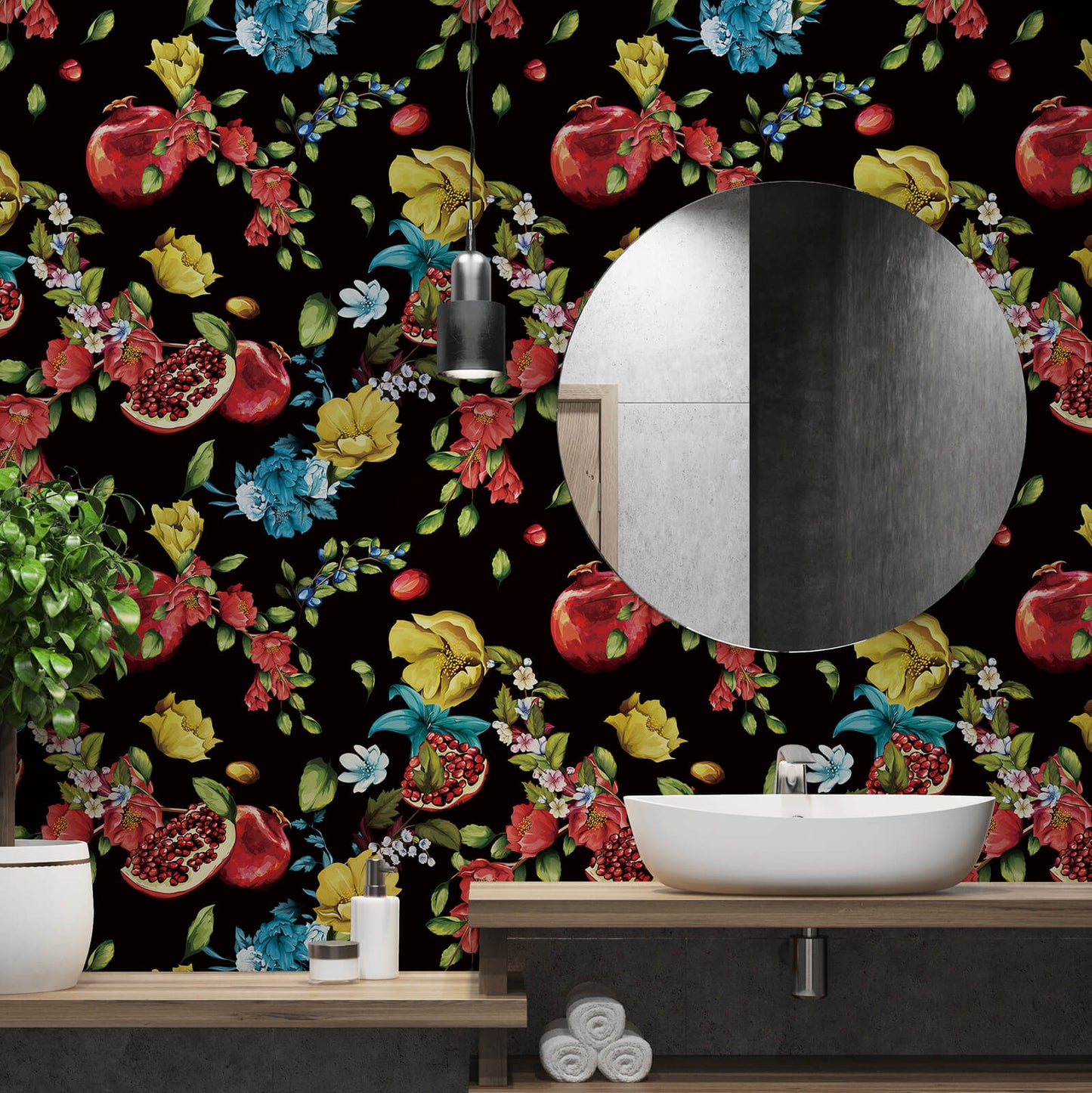 dark-floral-wallpaper-stick-on-bathroom-waterproof