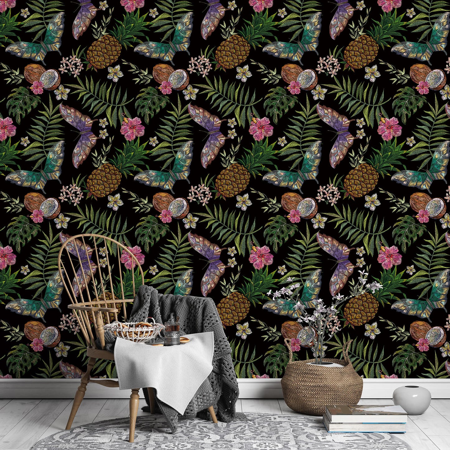large-size-dark-floral-wall-covering
