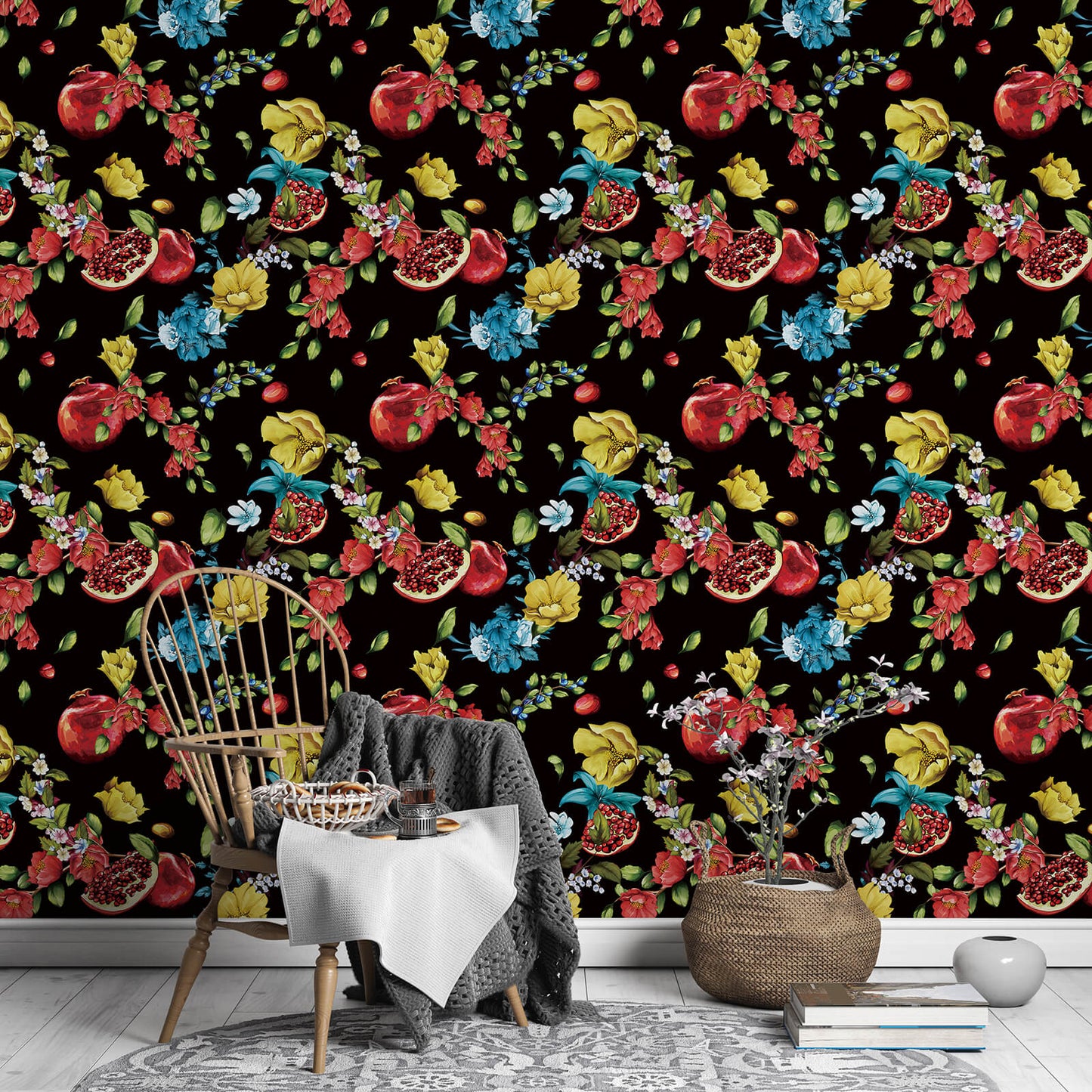 large-size-living-room-floral-wallpaper-black