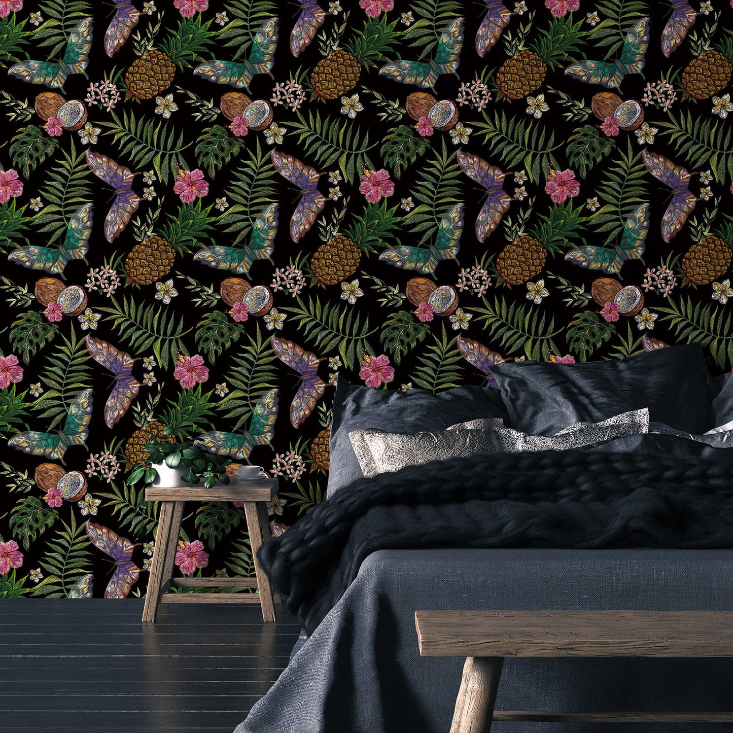 self-adhesive-flower-leaf-bedroom-accent-wall-paper