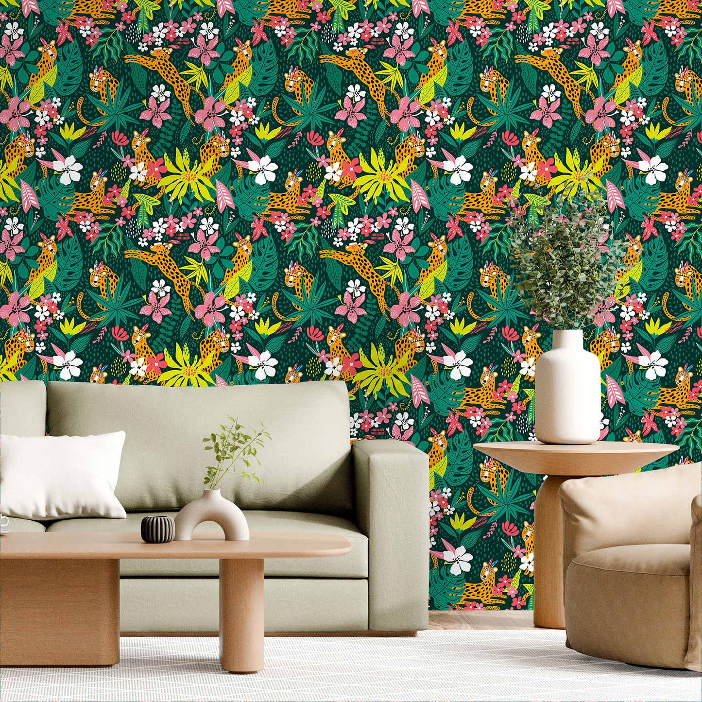 Cute Gold Tribal Leopard Peel and Stick Wallpaper