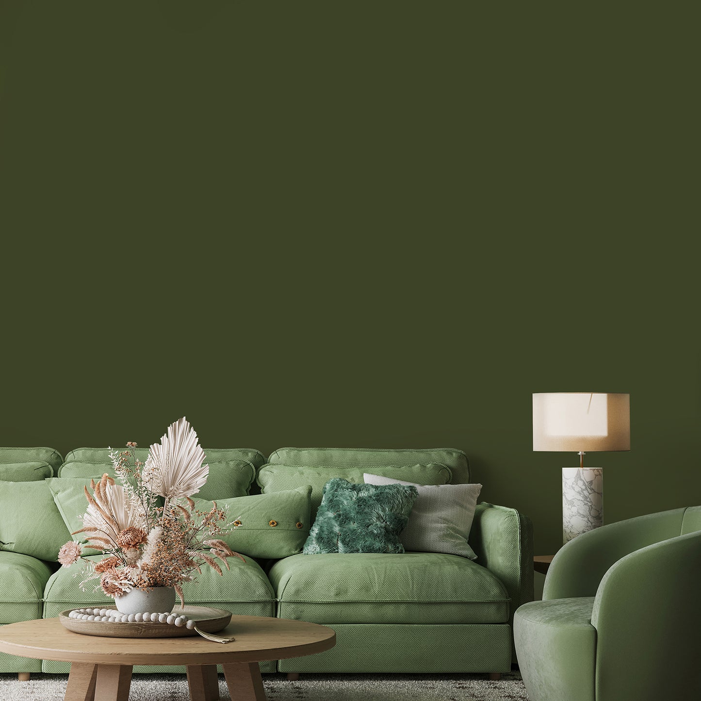 Thickened Olive Green Wallpaper