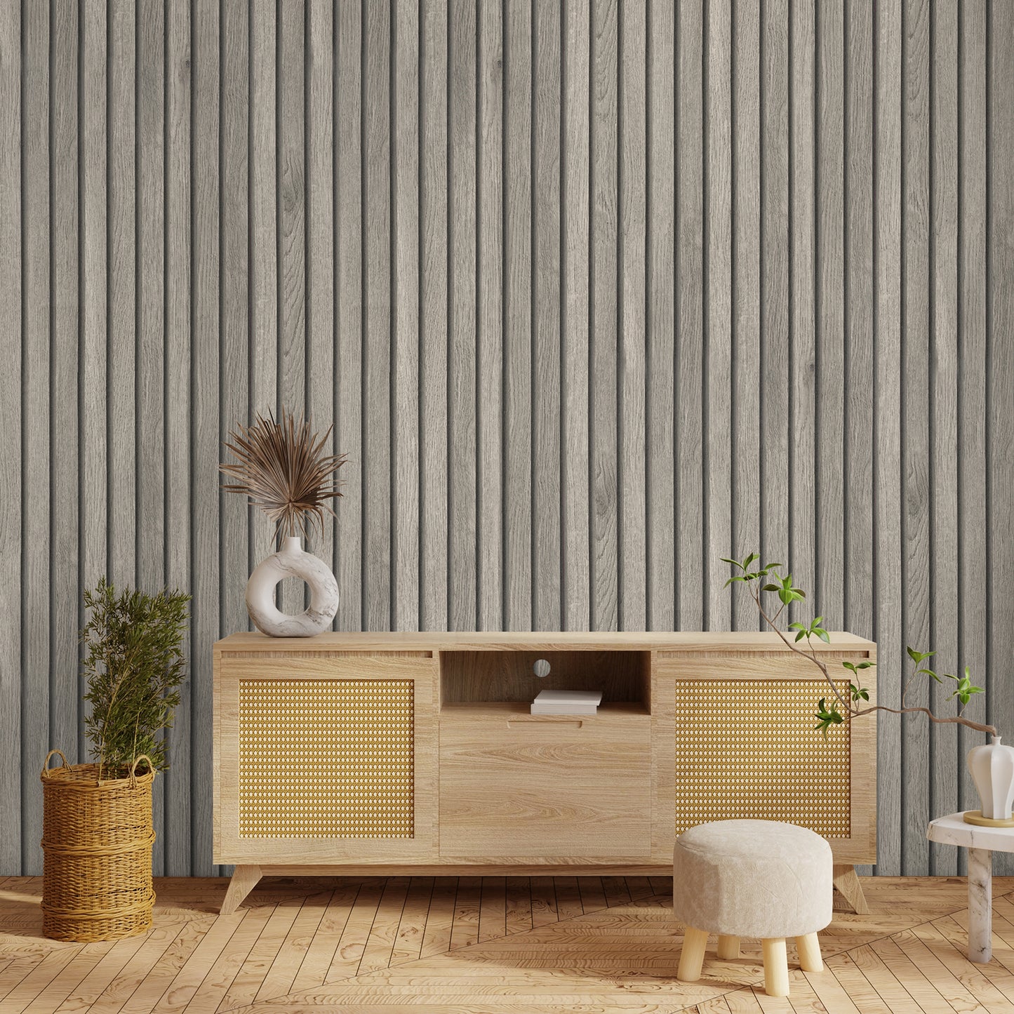 Grey Wooden Slats Wallpaper