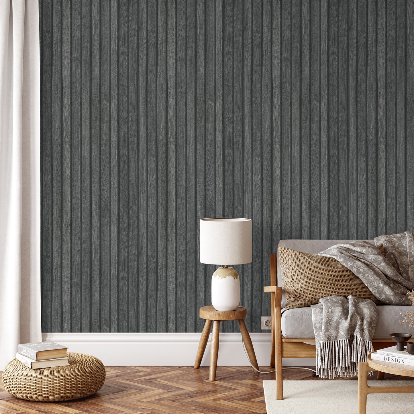 Black Wooden Slats Wallpaper
