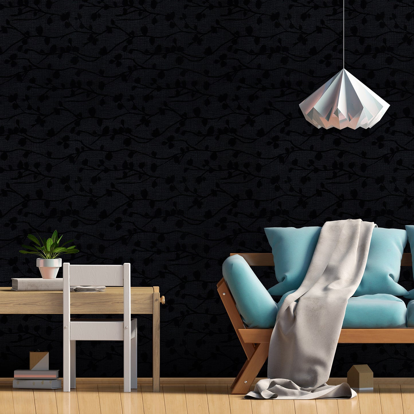 Black Silk Embossed Wallpaper