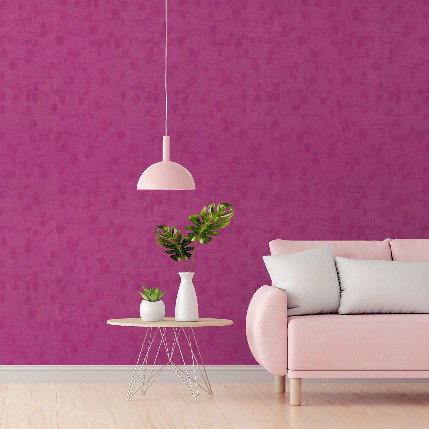 Hot Pink Silk Embossed Wallpaper