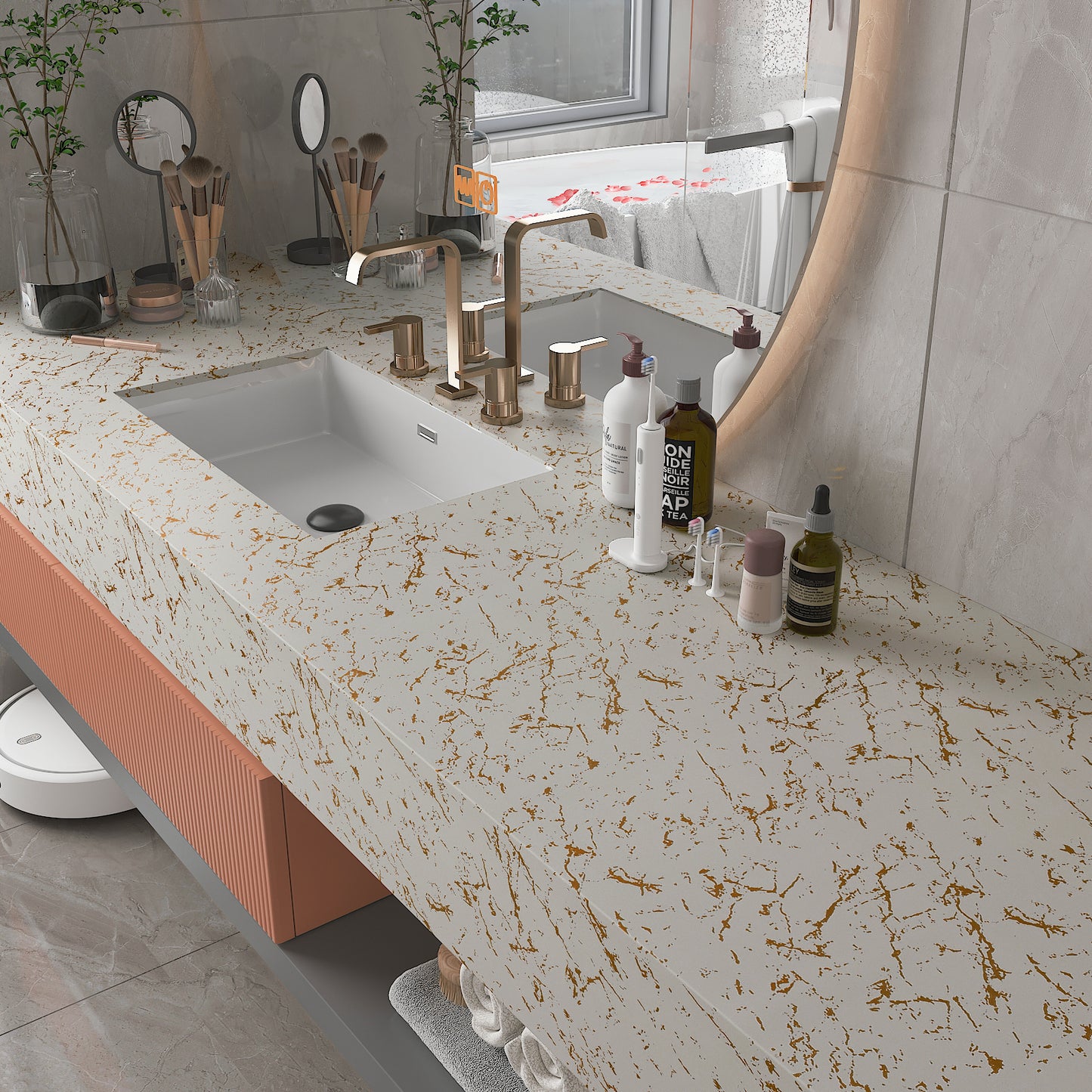 Matte White Gold Marble Contact Paper