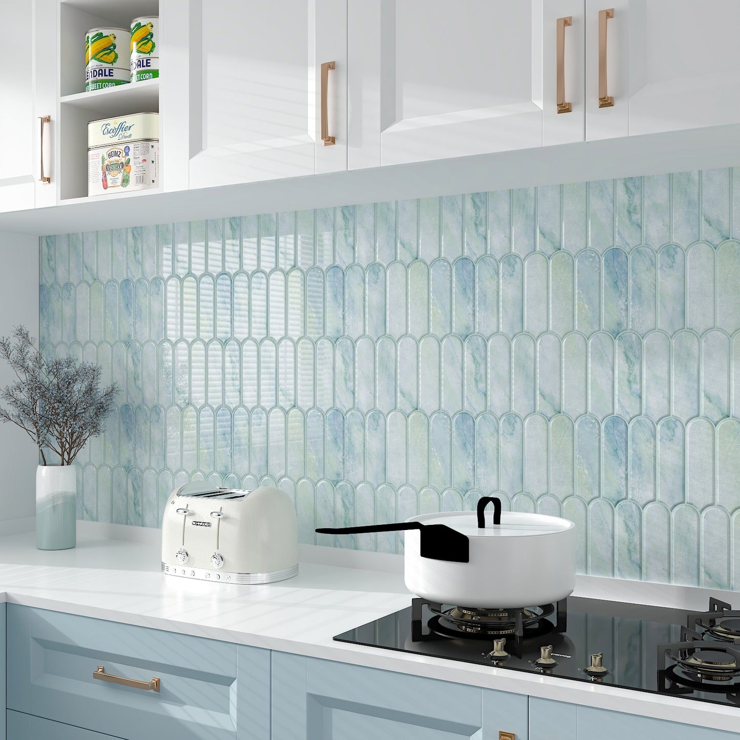 3D Blue Fish Scale Marble Backsplash Tile
