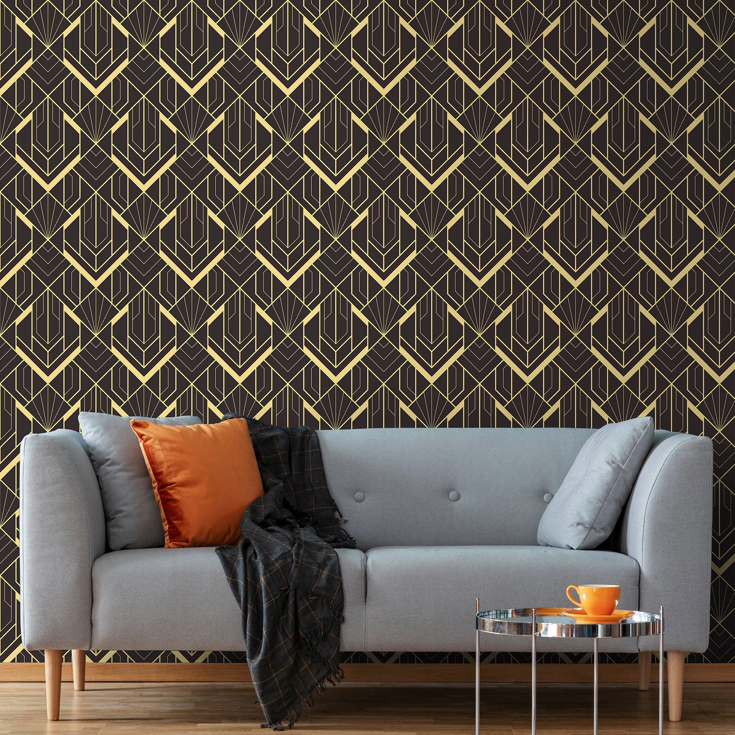 Modern Black and Gold Peel and Stick Wallpaper
