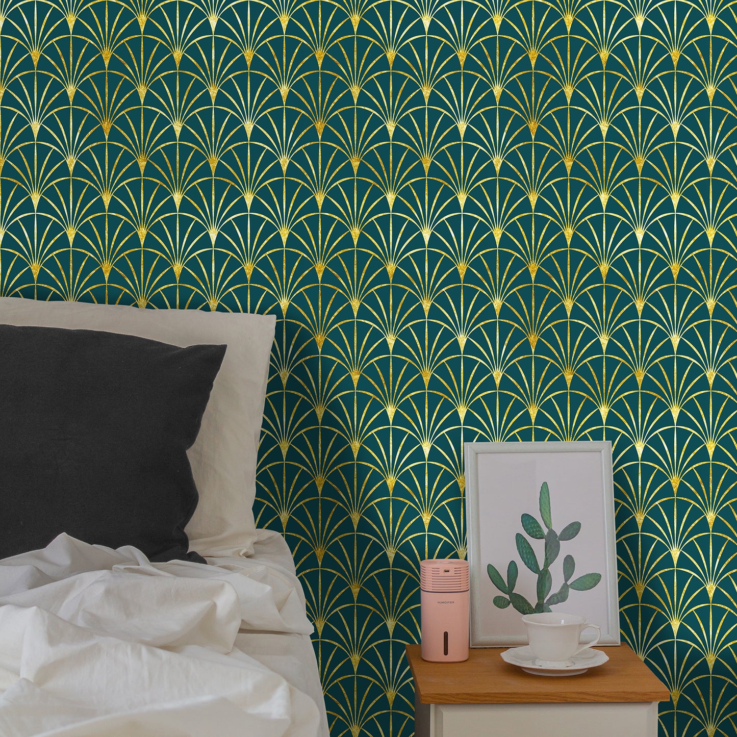 Emerald Green Geometric Peel and Stick Wallpaper