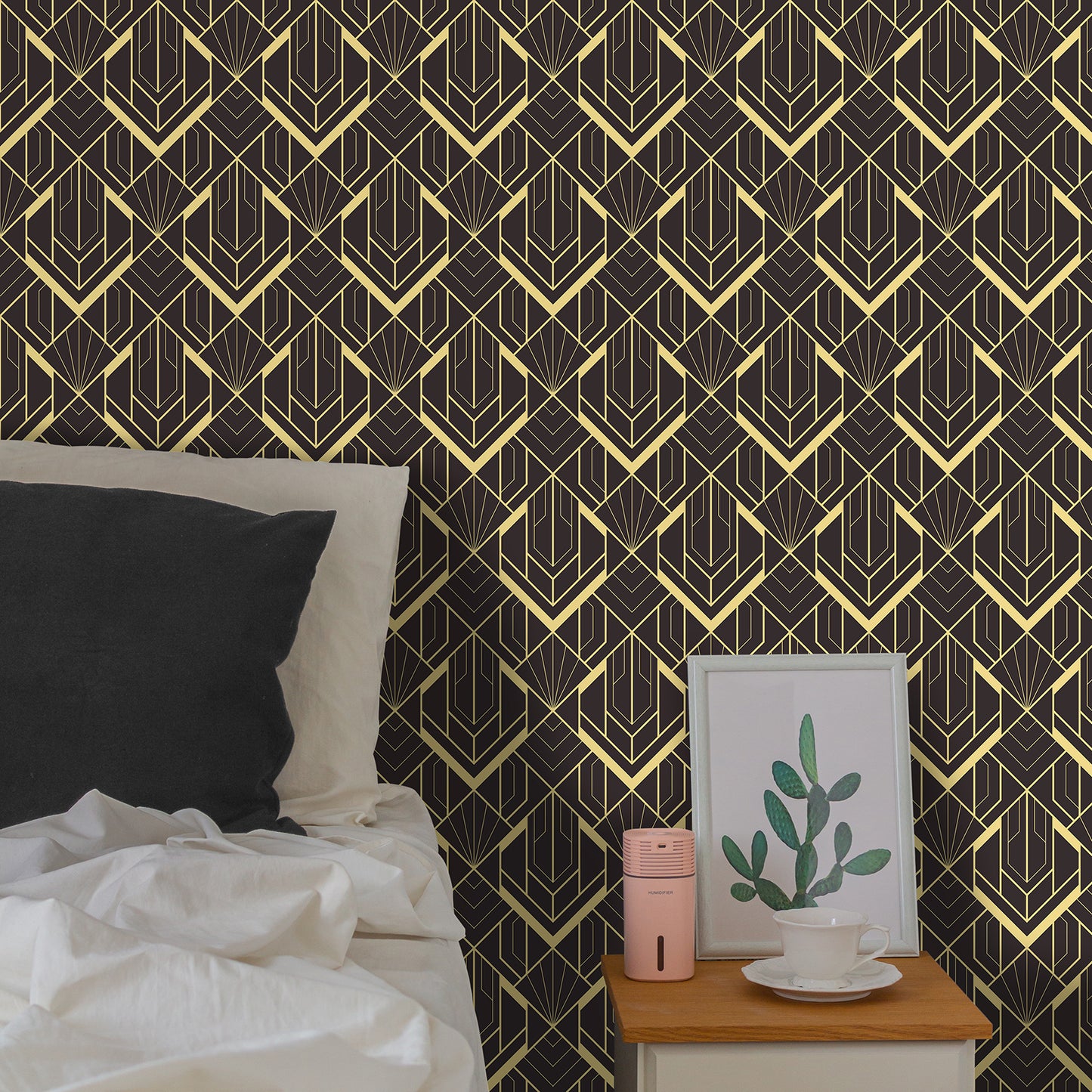 Modern Black and Gold Peel and Stick Wallpaper
