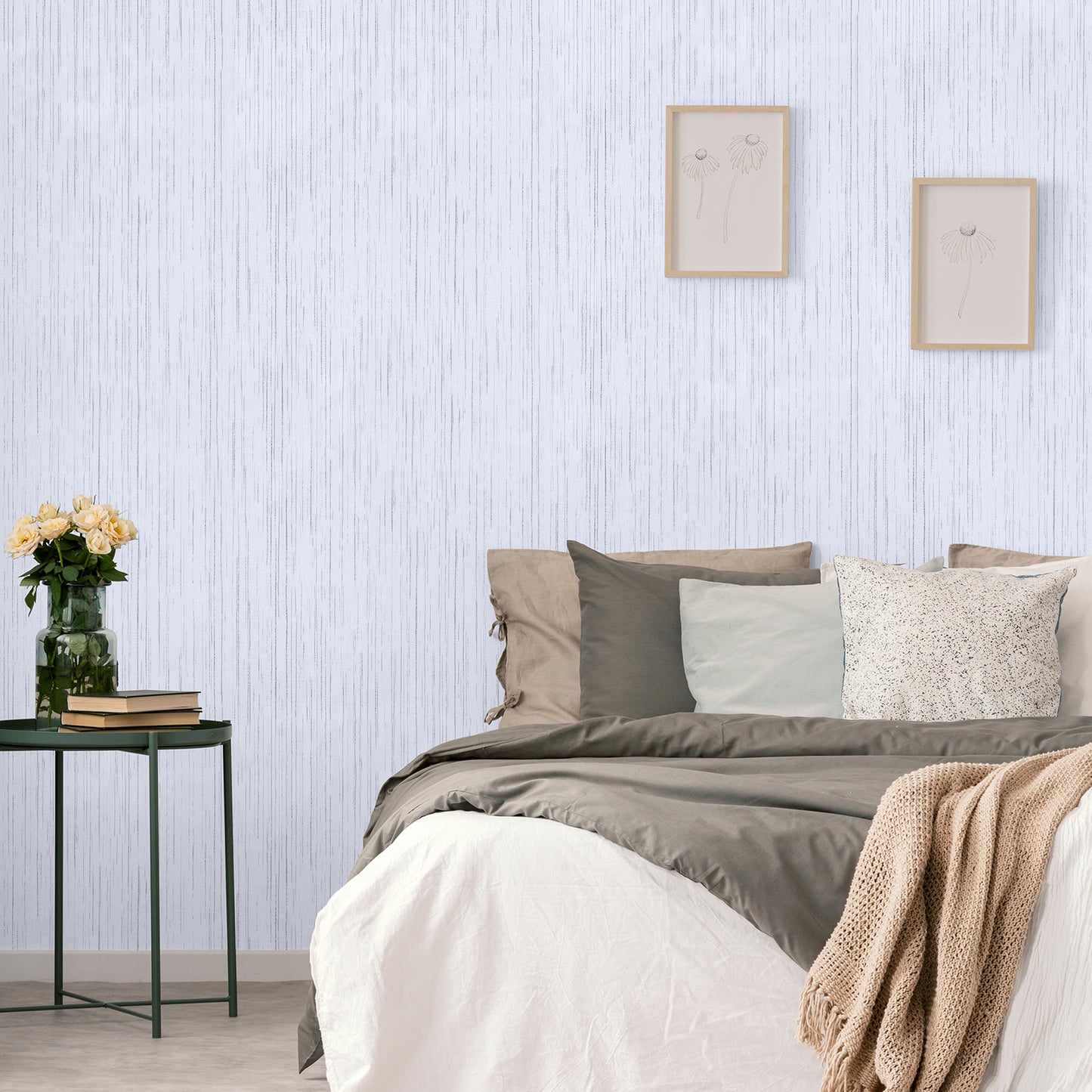 White Textured Grasscloth Wallpaper