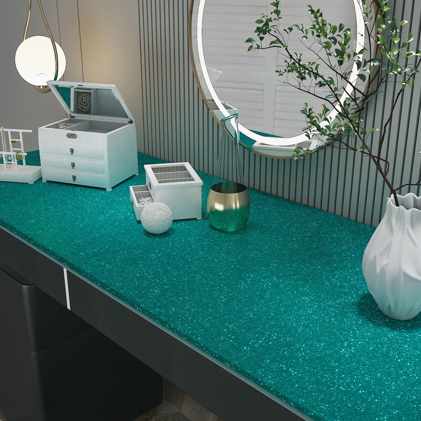 Teal Blue Glitter Contact Paper