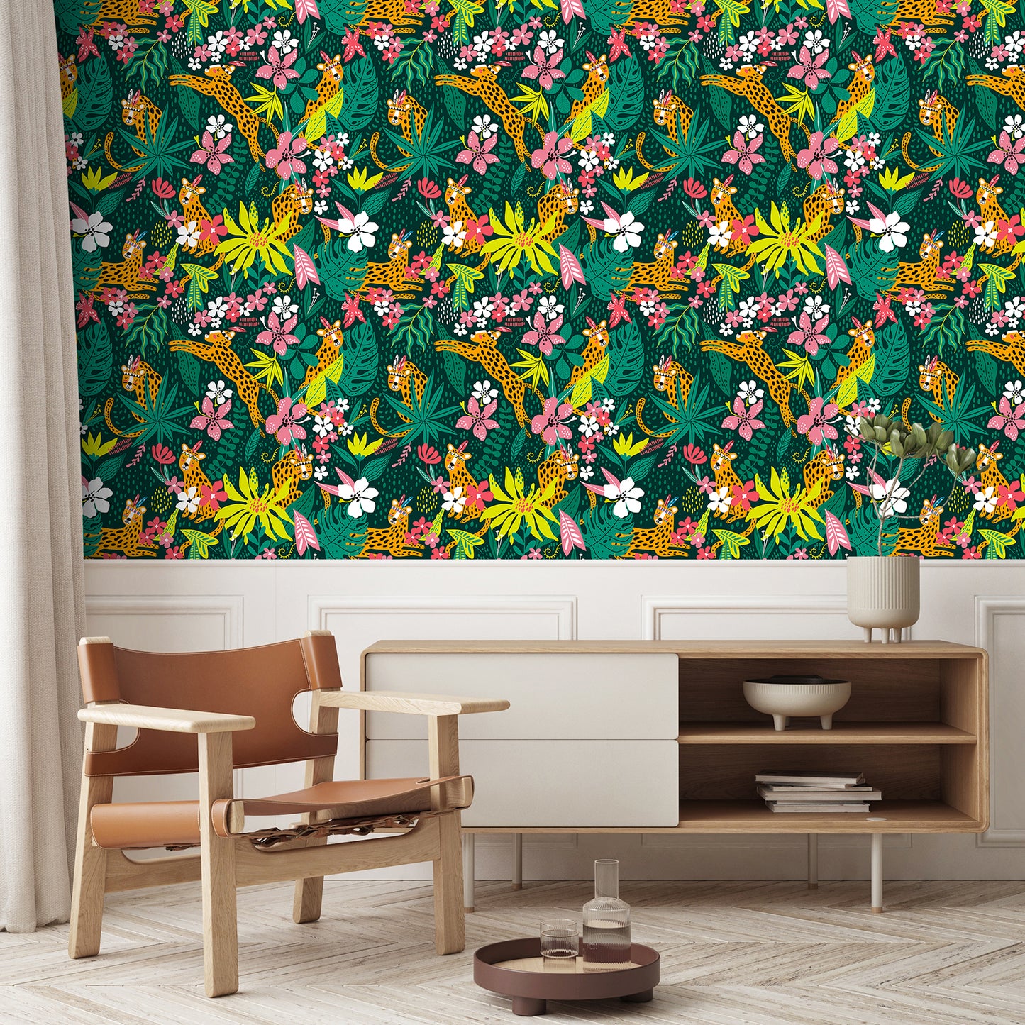 Cute Gold Tribal Leopard Peel and Stick Wallpaper