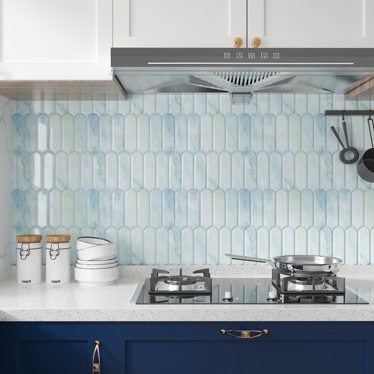 3D Blue Fish Scale Marble Backsplash Tile